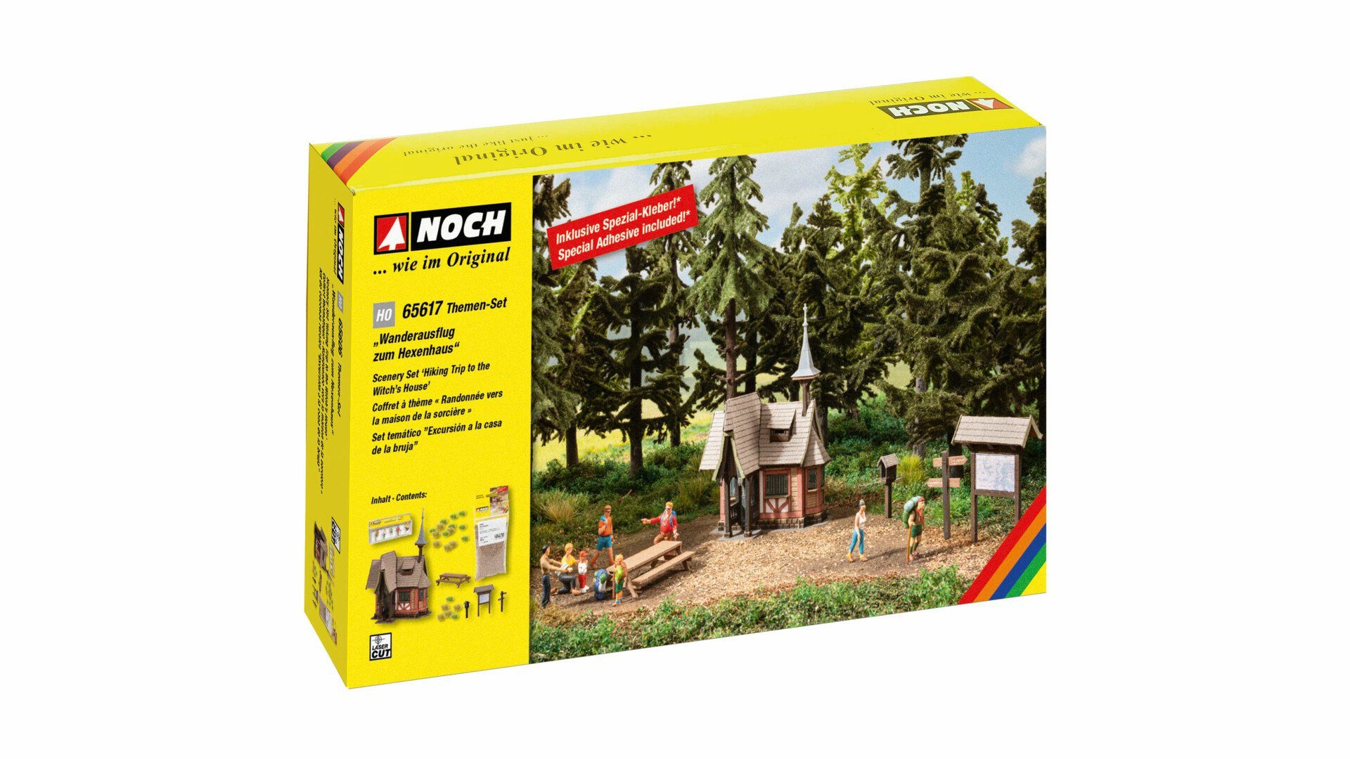 NOCH Modelleisenbahn-Gebäude Themen-Set „Wanderausflug zum Hexenhaus“, mit Figu, Streu