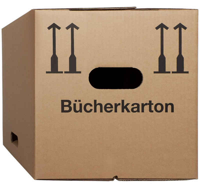 KK Verpackungen Aufbewahrungsbox (Spar-Set, 15 St., 15er-Set), Bücherkartons Umzugskartons Ordnerkartons Braun