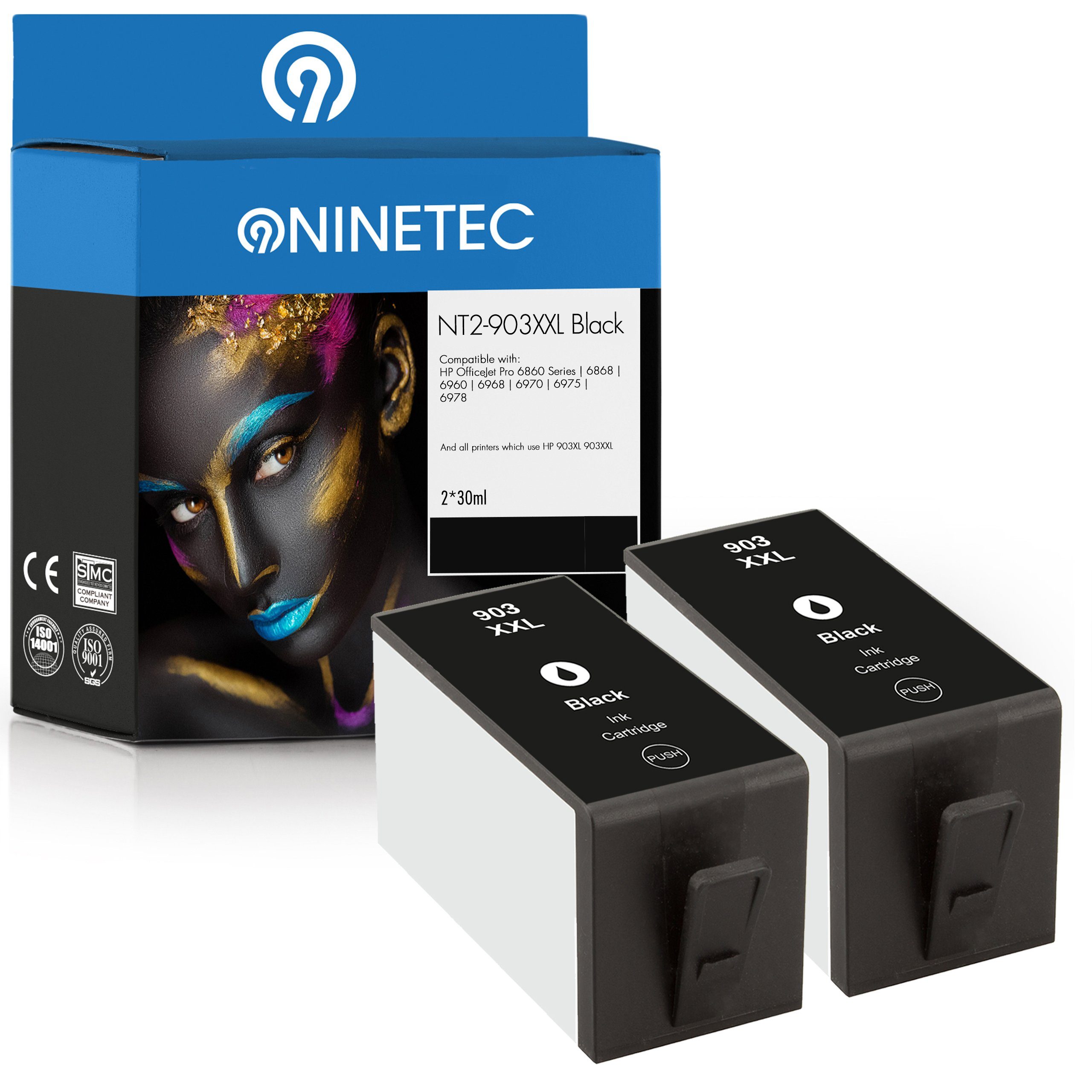 NINETEC ersetzt HP 903XXL 903 XXL Black (T6L99AE) Tintenpatrone