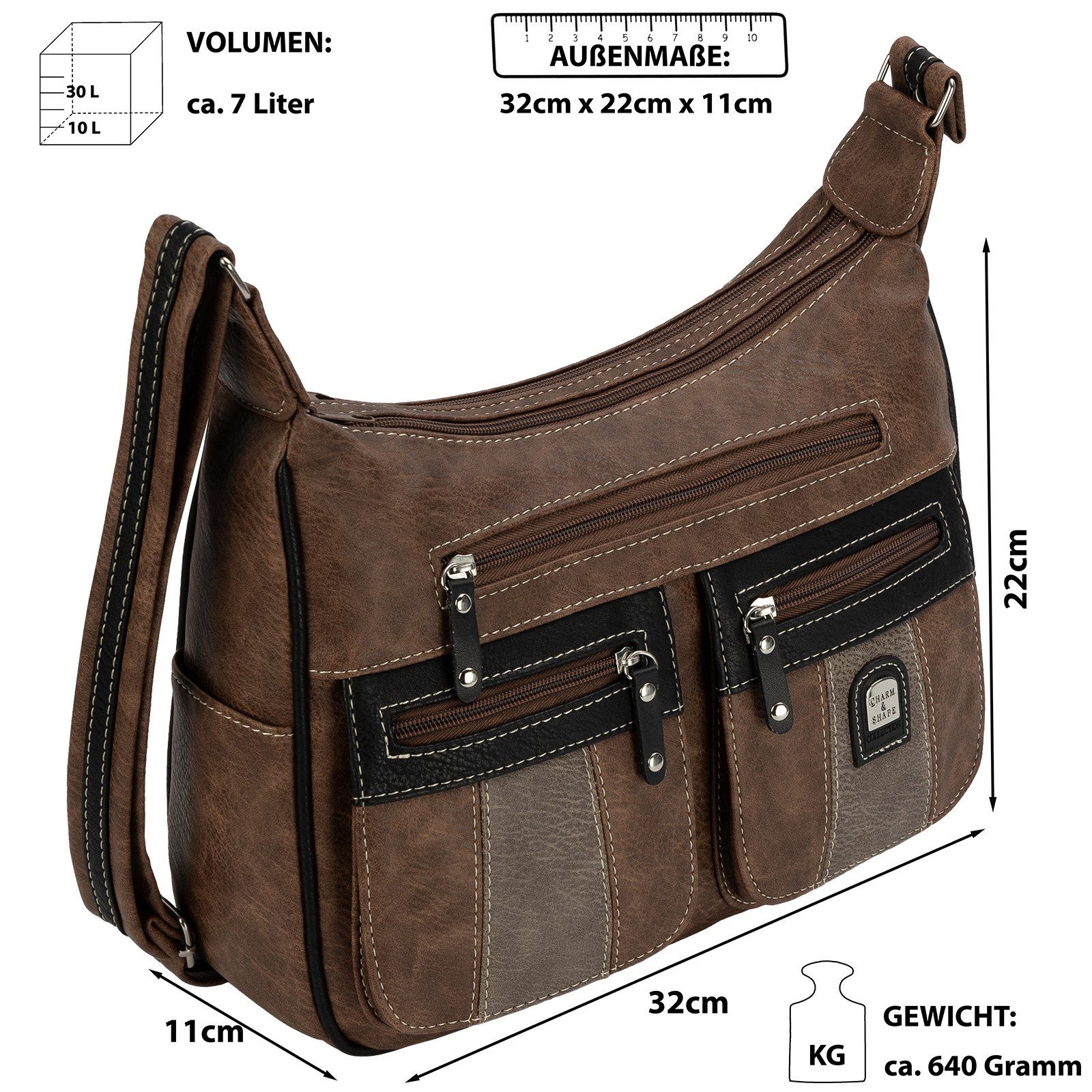 EAAKIE Umhängetasche Damen Tasche Schultertasche Umhängetasche Leder Optik Handtasche, als Schultertasche, Umhängetasche tragbar