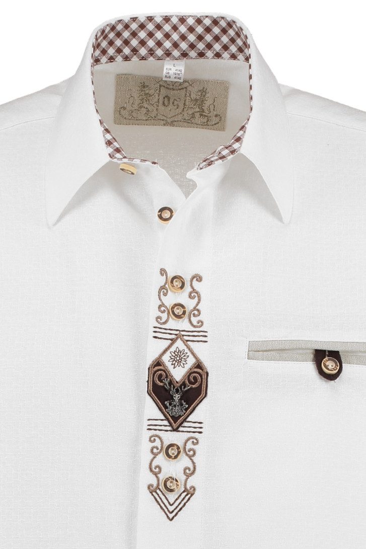 Orbis Textil GmbH & Co. KG Trachtenhemd Trachtenhemd - DINO - weiß