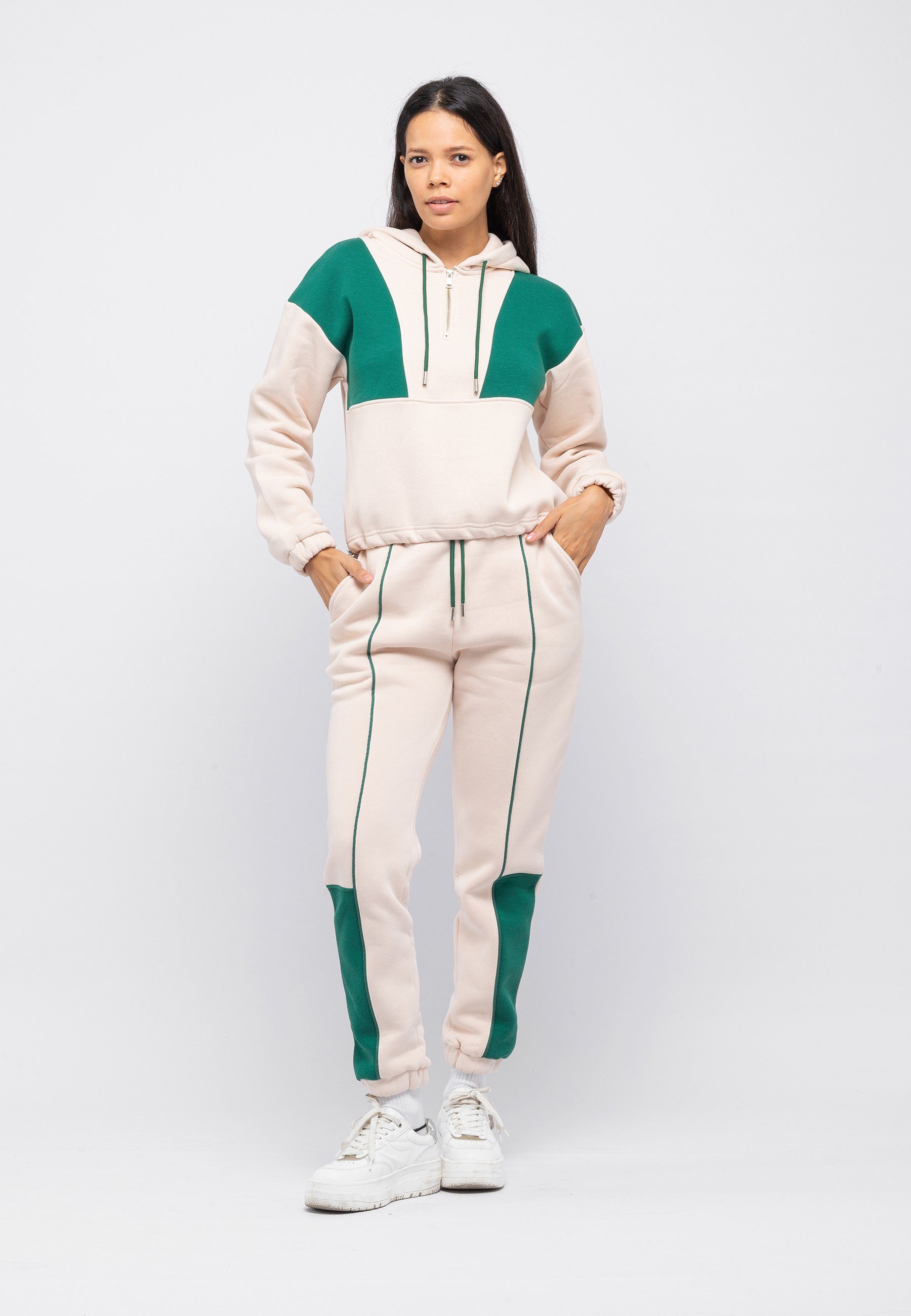 Tom Barron Trainingsanzug Casual Oversize Tracksuit Half Zipper In Front, mit modernem Design