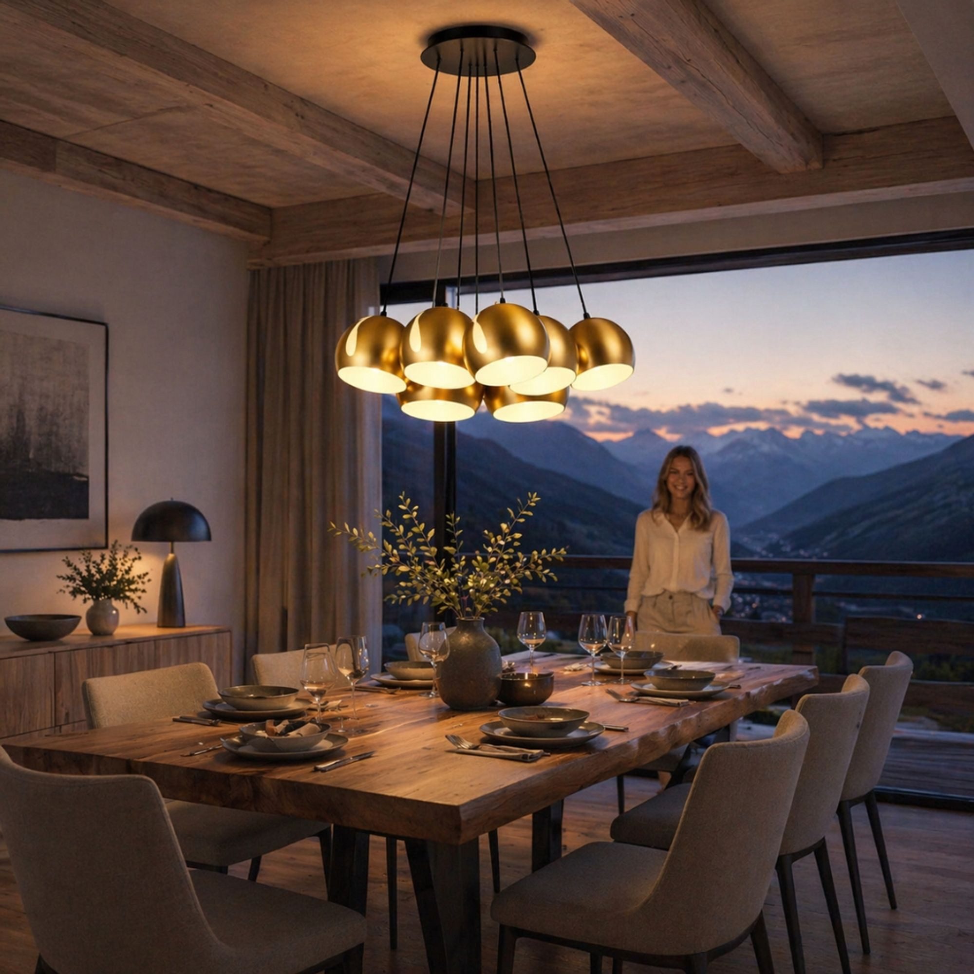 s.luce Pendelleuchte s.luce Ball Mehrfach-Pendelleuchte Cluster 7-flammig 7x30cm Schwarz