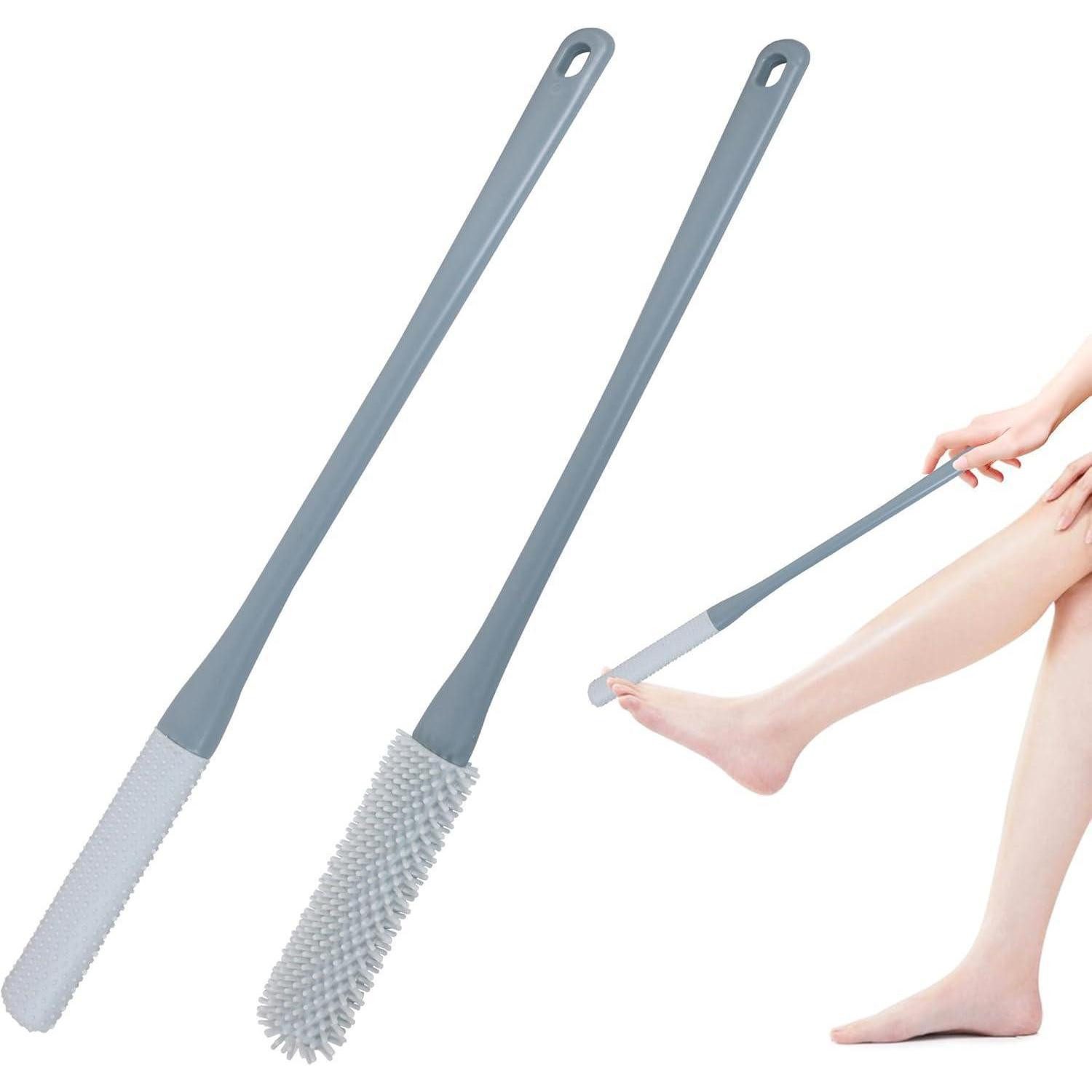LuxusKollektion Fußbürste Silikon Fußwaschbürste Set Zwei Größen, Langgriffiger Zehenreiniger in