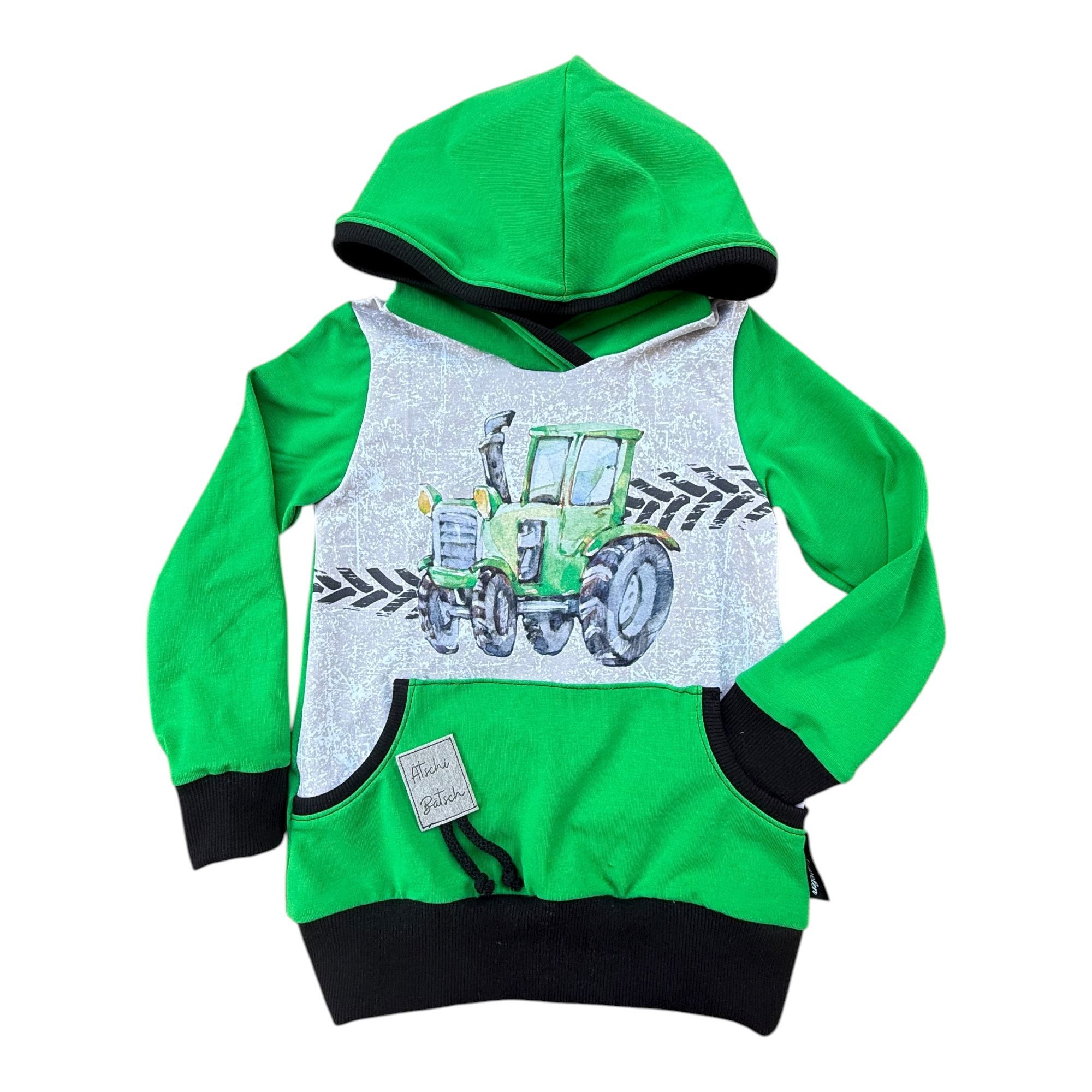Hoodie mit Traktor grasgrün