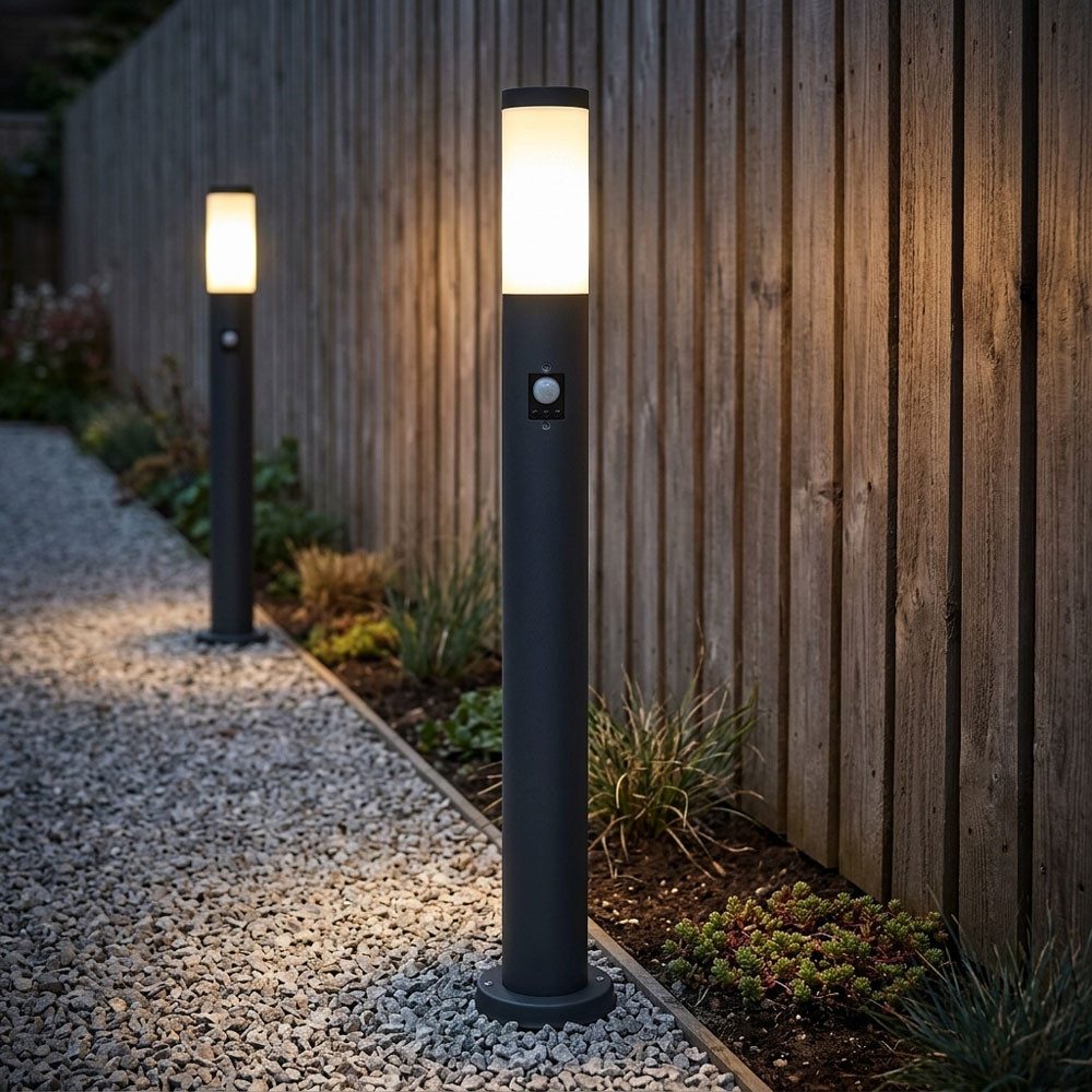 GLOBO LIGHTING LED Außen-Stehlampe, Leuchtmittel inklusive, Warmweiß, 2er Set LED Garten Steh Lampen Bewegungsmelder Außen Beleuchtung