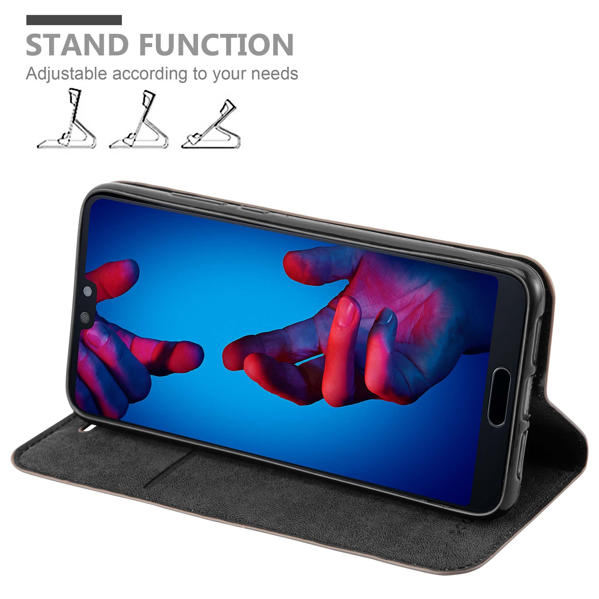 Cadorabo Handyhülle für Huawei P20 Hülle Huawei P20, Hülle Schutzhülle mit Standfunktion, Magnetverschluss und Kartenfach