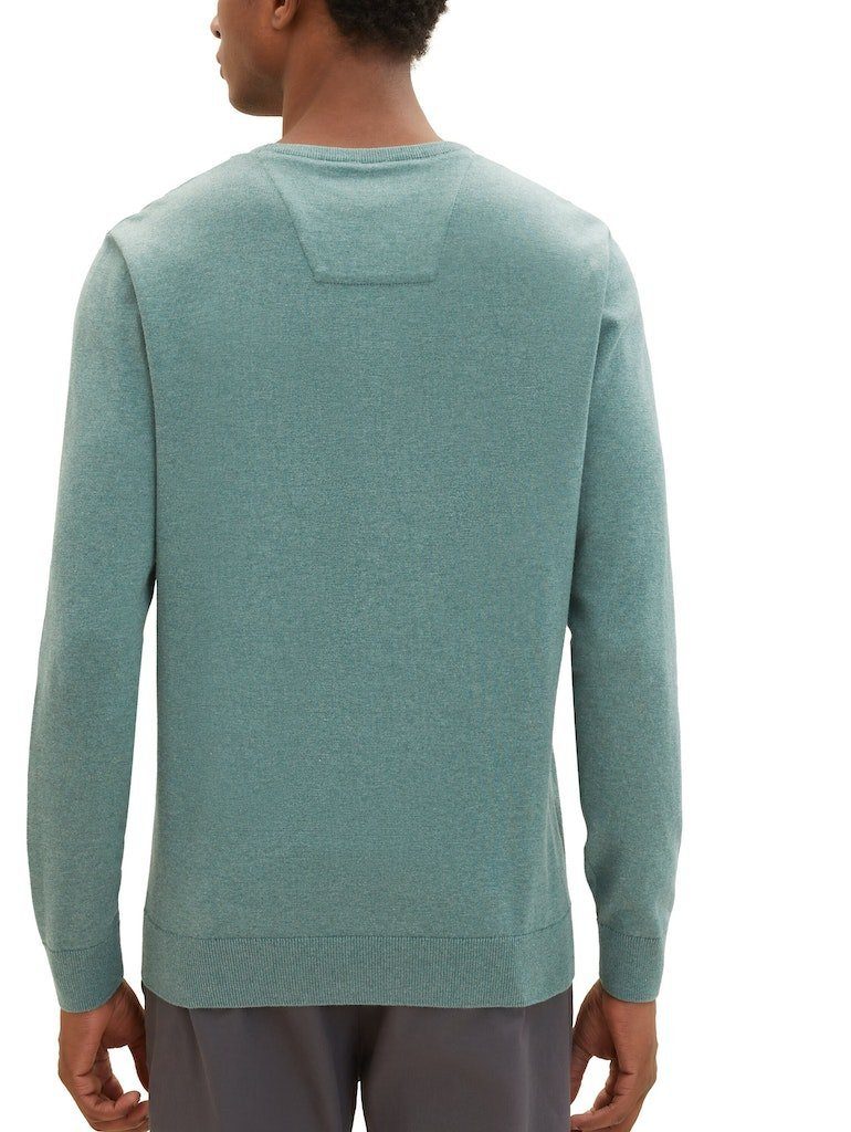 TOM TAILOR Sweatshirt Melange Dust Basic Crew melierter Neck Green 32619 Strickpullover Sweater (1-tlg)