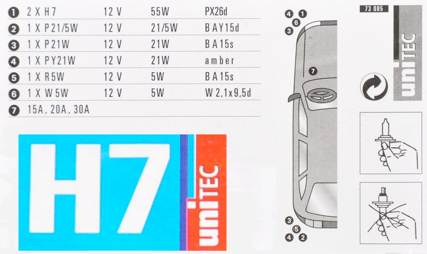 BURI KFZ-Ersatzleuchte Auto-Ersatzlampen-Koffer Scheinwerfer Bremslicht Blinklicht Rücklicht