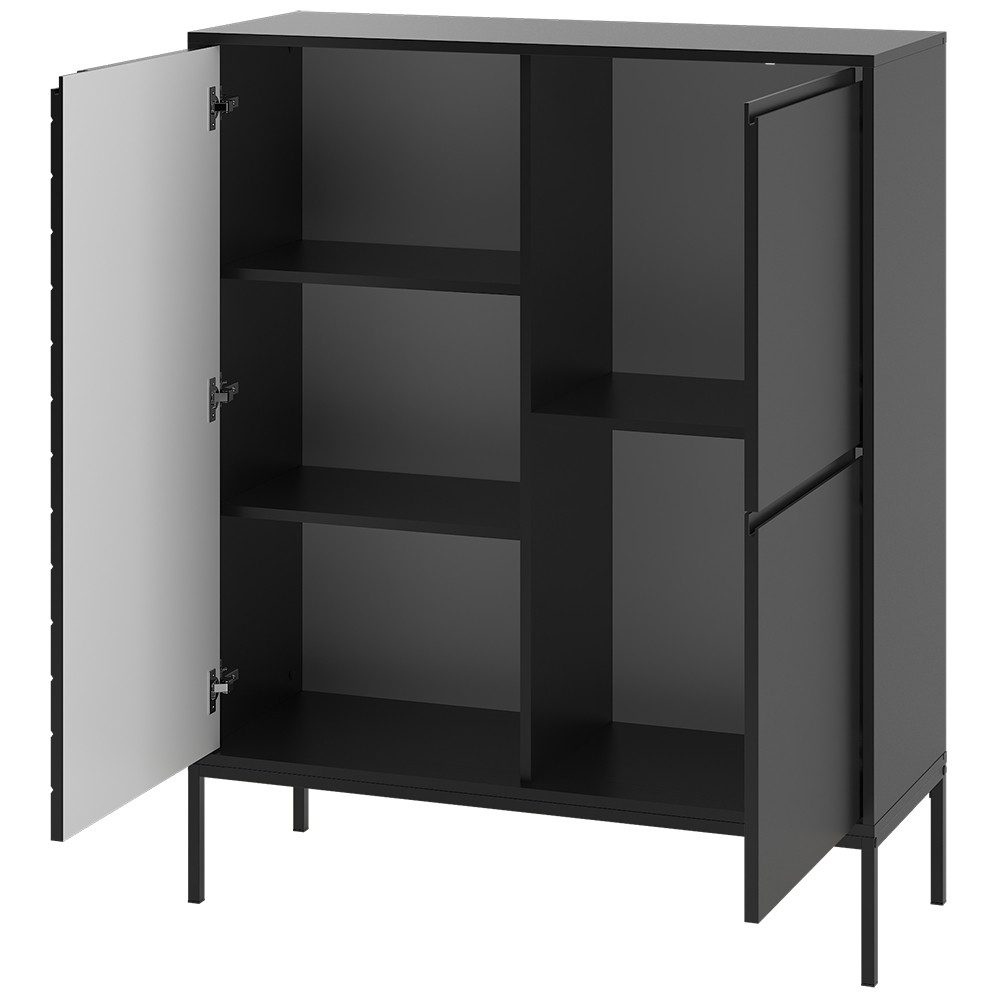 Lomadox Kommode ANGERA-140, Sideboard Wohnzimmerschrank Anrichte Highboard modern in schwarz