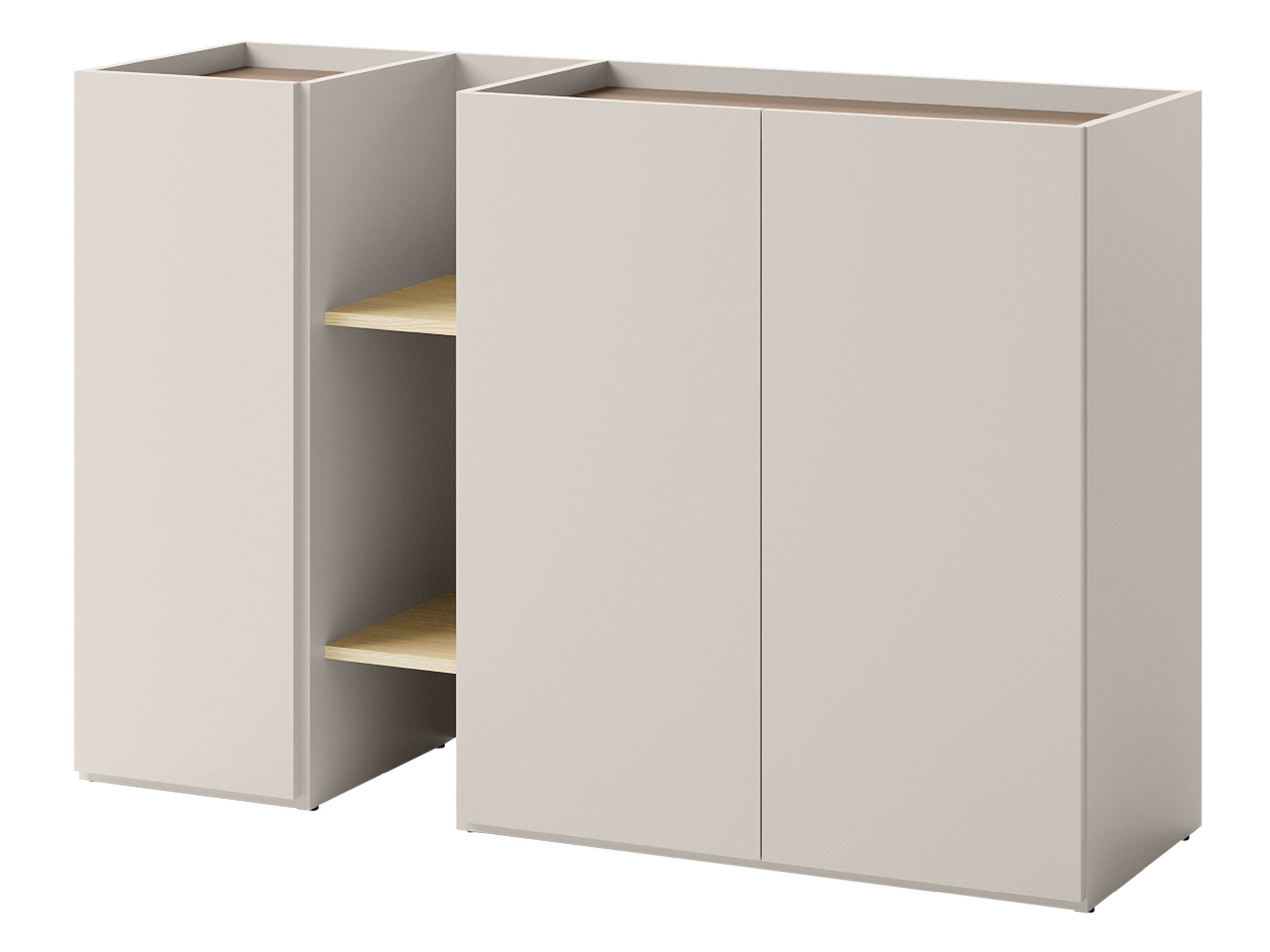MIRJAN24 Kommode Sigma 3D SG06 (mit drei Drehtüren), 136x42x91 cm, LED-Beleuchtung