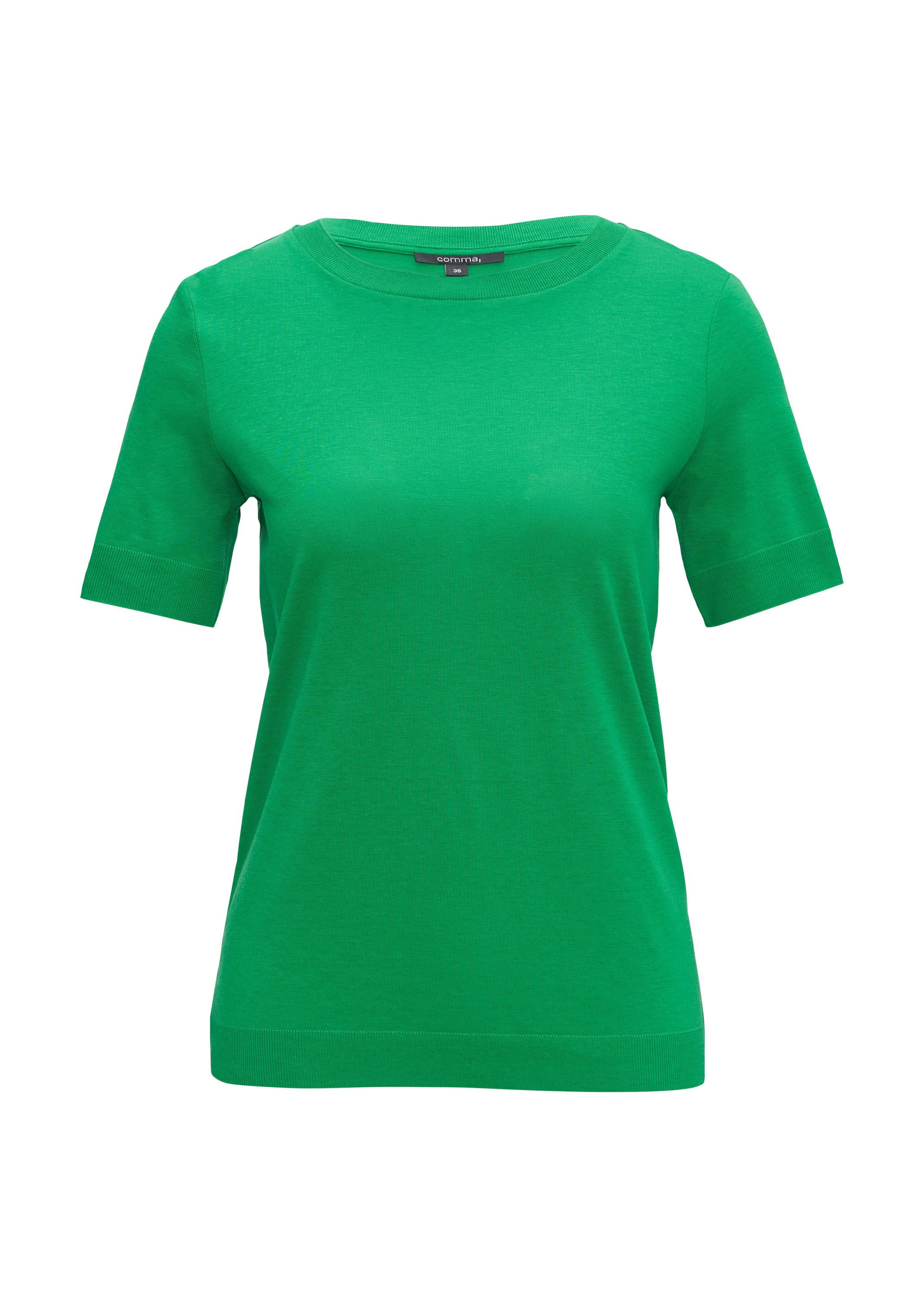 comma Kurzarmshirt T-Shirt Strickjersey-Shirt im Slim Fit mit Rippblende günstig online kaufen
