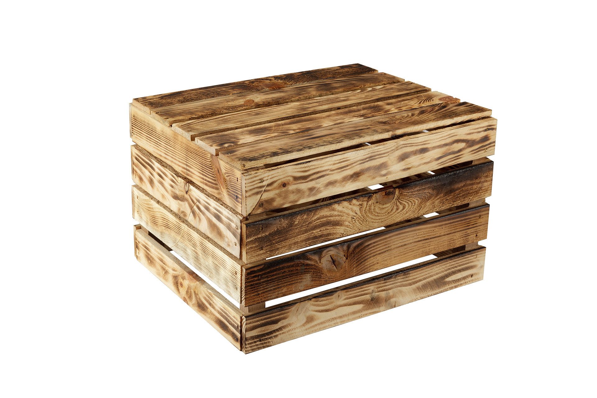 GrandBox Dekokiste Holz Kiste 50x40x30 cm geflammt Vintage (1er Set)