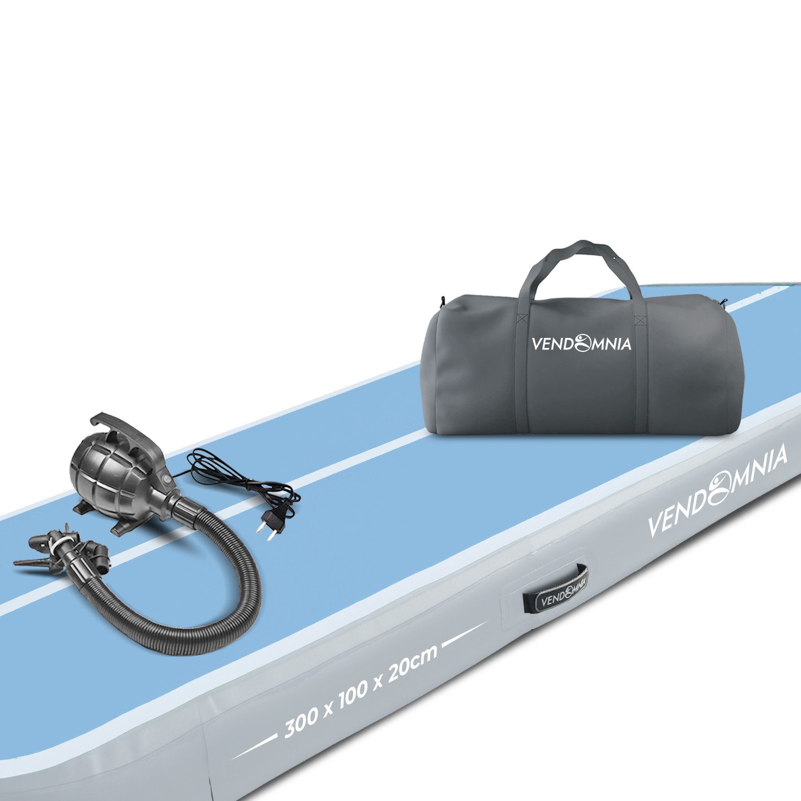 VENDOMNIA Turnmatte AIR Tracking TRACK Matte - aufblasbar, Tumbling Matte (10 cm - 20 cm hoch, mit elektrischer Pumpe, Farbwahl, Größe: 1 2 3 4 m Tumblingmatte, Gymnastikmatte, Turnmatte, Trainingsmatte, Fitnessmatte)