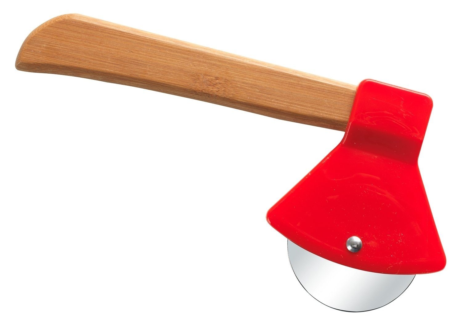 Pizzaschneider MARIELISA, Länge 22 cm, Braun, Rot, Bambusgriff, Kunststoff, Klinge aus Edelstahl