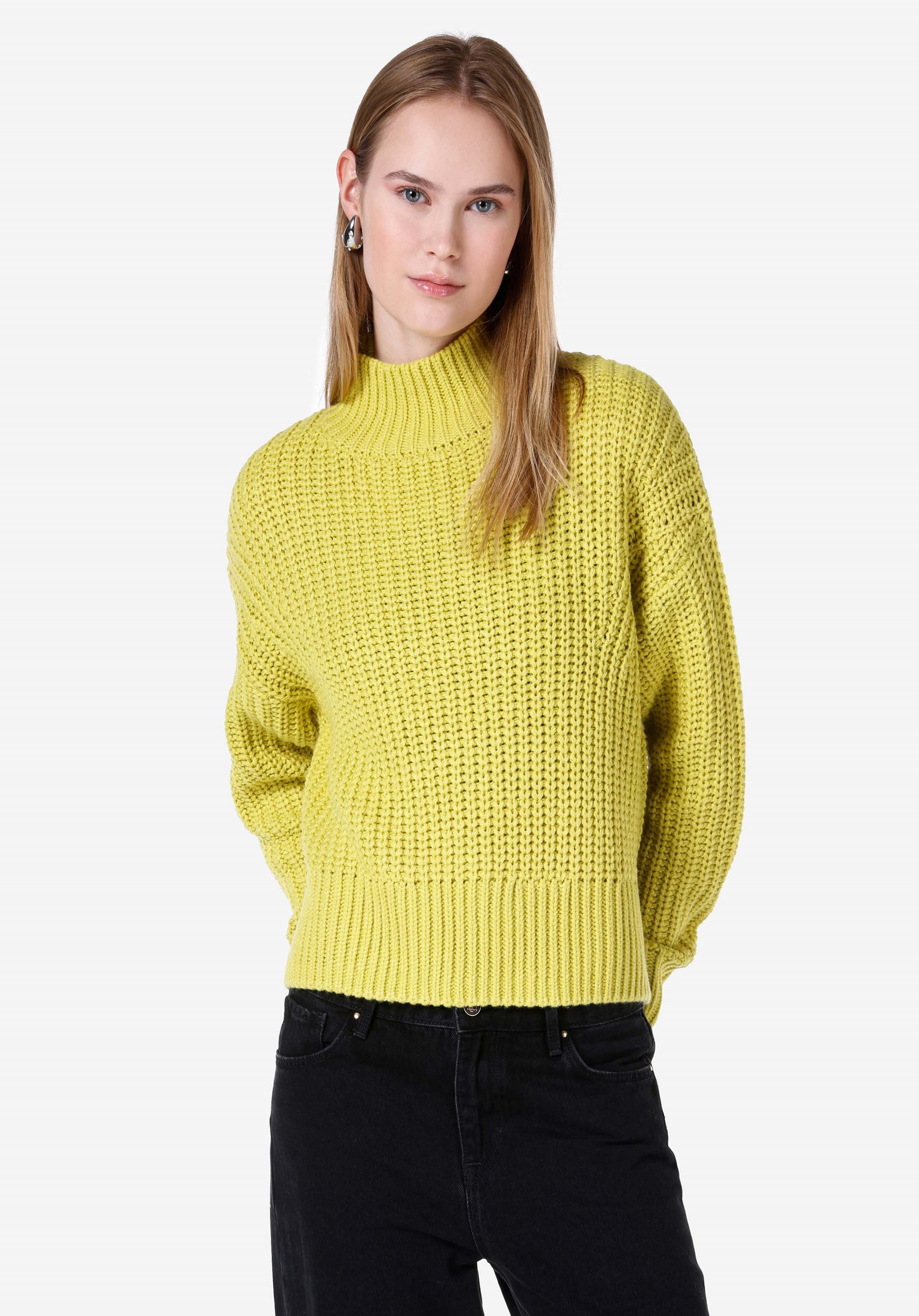 Colins Strickpullover Colins Regular Fit Stehkragen Unifarbener Damenpullover