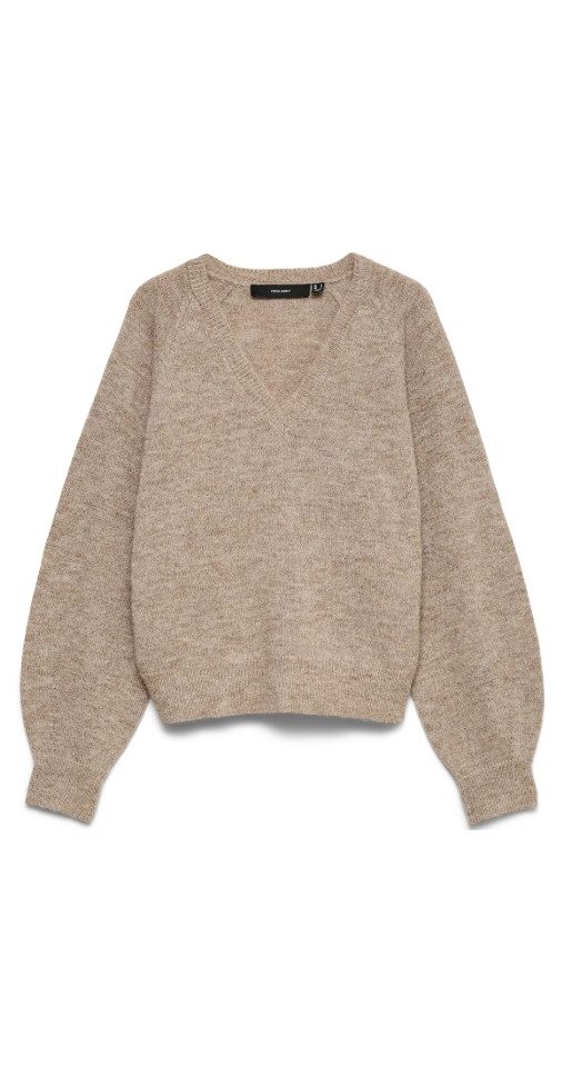 Vero Moda V-Ausschnitt-Pullover VMTEAK LS V-NECK PULLOVER BF