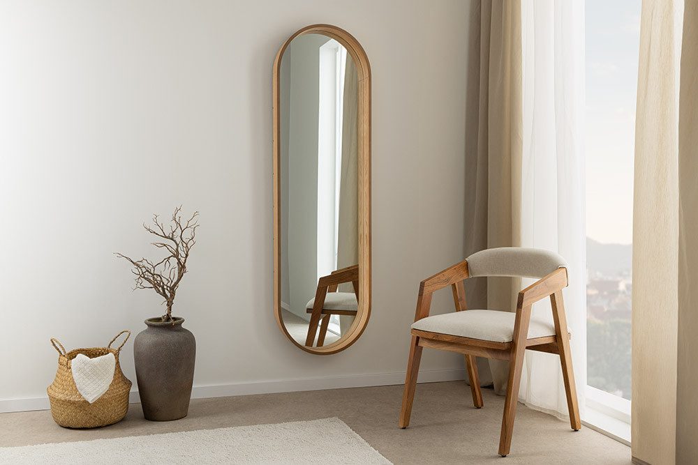 riess-ambiente Wandspiegel PORTRAIT 165cm natur – Eichenholz-Design, oval, Ganzkörper (Einzelartikel, 1-St), großzügige Spiegelfläche als Statement – ideal für Ankleide oder Flur