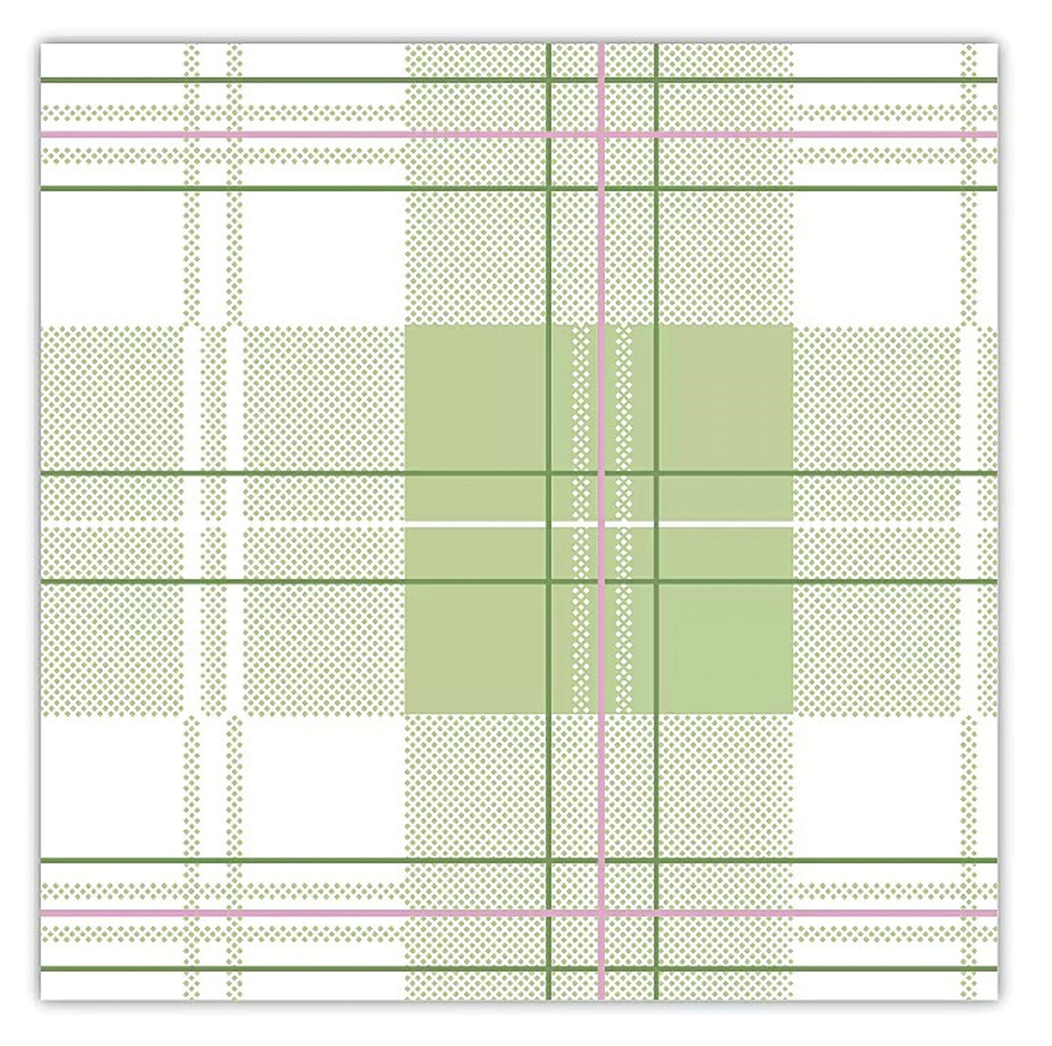 AVA Papierserviette, Servietten stoffähnlich 40x40cm Karo Muster 25 Stück Grün / Weiß