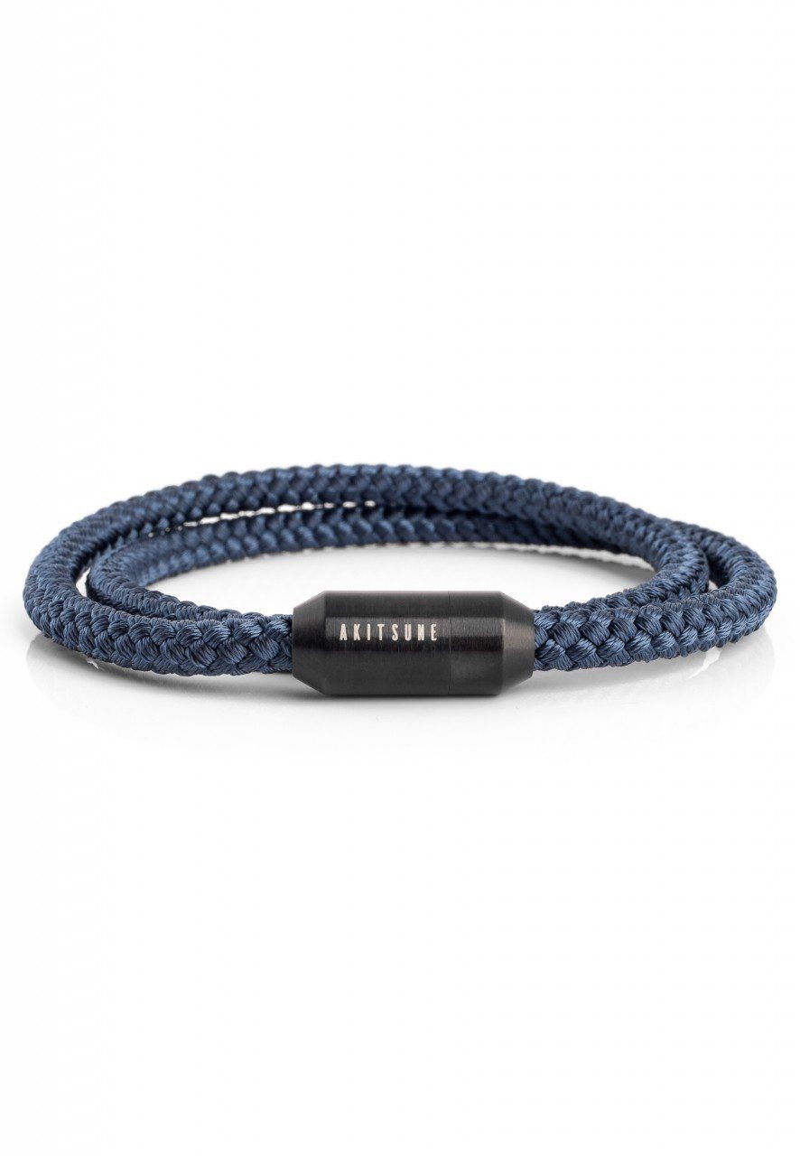 Akitsune Armband Mare Nylon Bracelet Mattschwarz - Navyblau 18 cm
