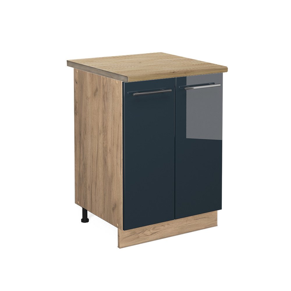 Vicco Unterschrank Fame-Line, Dunkelblau Hochglanz/Goldkraft Eiche, günstig online kaufen