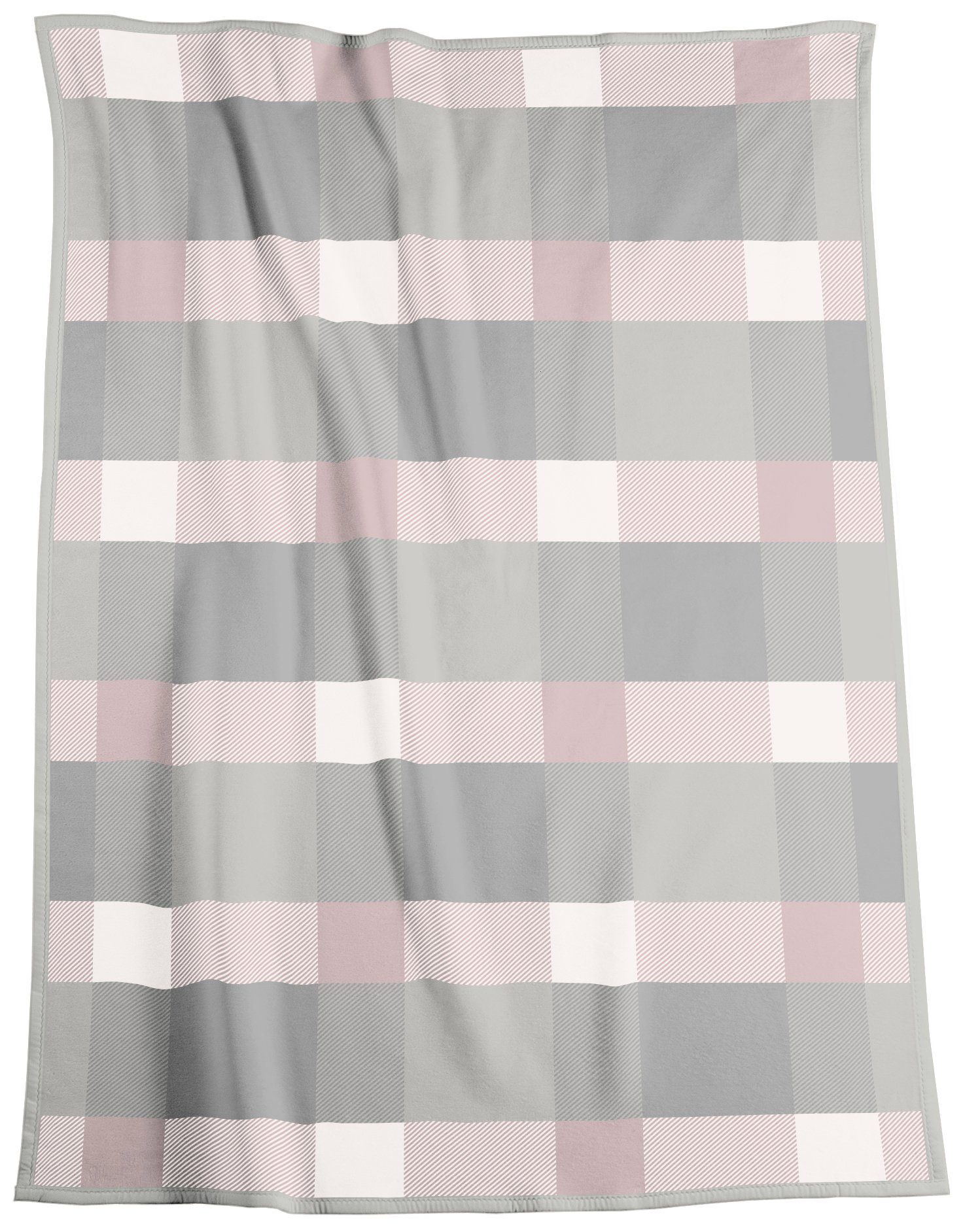 Wohndecke Check rosa, karierte Kuscheldecke in 150x200, Decke aus Baumwoll- günstig online kaufen