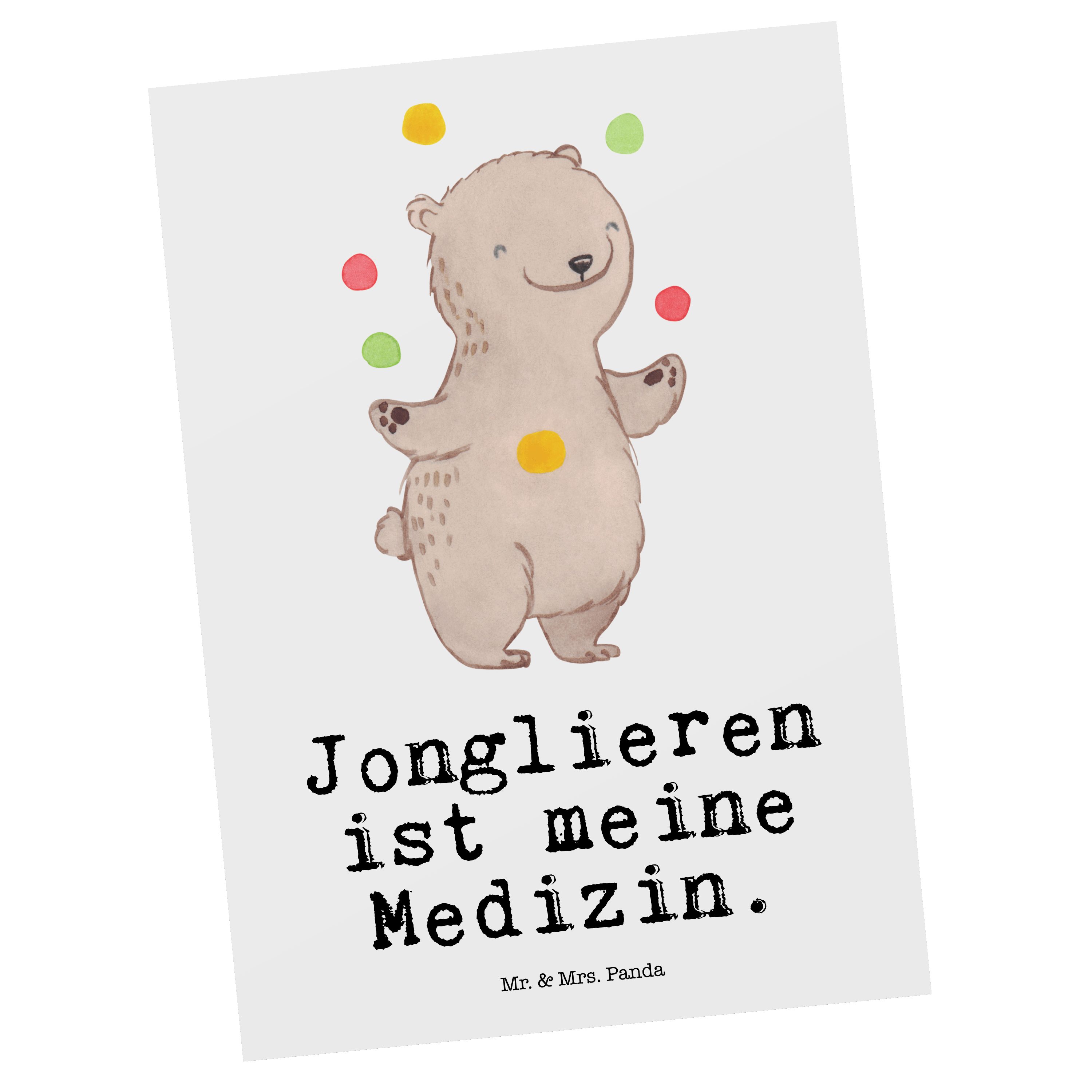 Mr. & Mrs. Panda Postkarte Bär Jonglieren Medizin - Weiß - Geschenk, Artistik, Grußkarte, Einlad