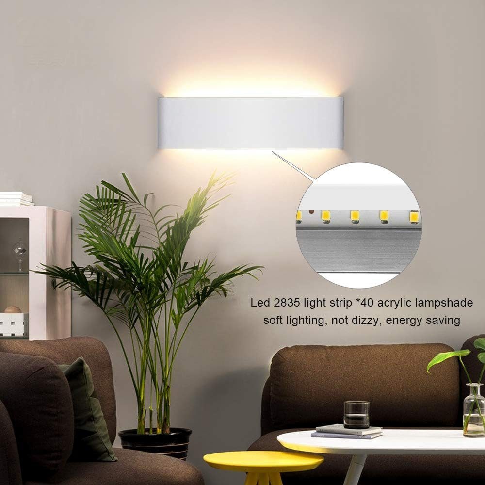 DOPWii Wandleuchte LED Licht, fest integriert Weiss Wandbeleuchtung 3000K LED 12W warmweißes Wandlampe