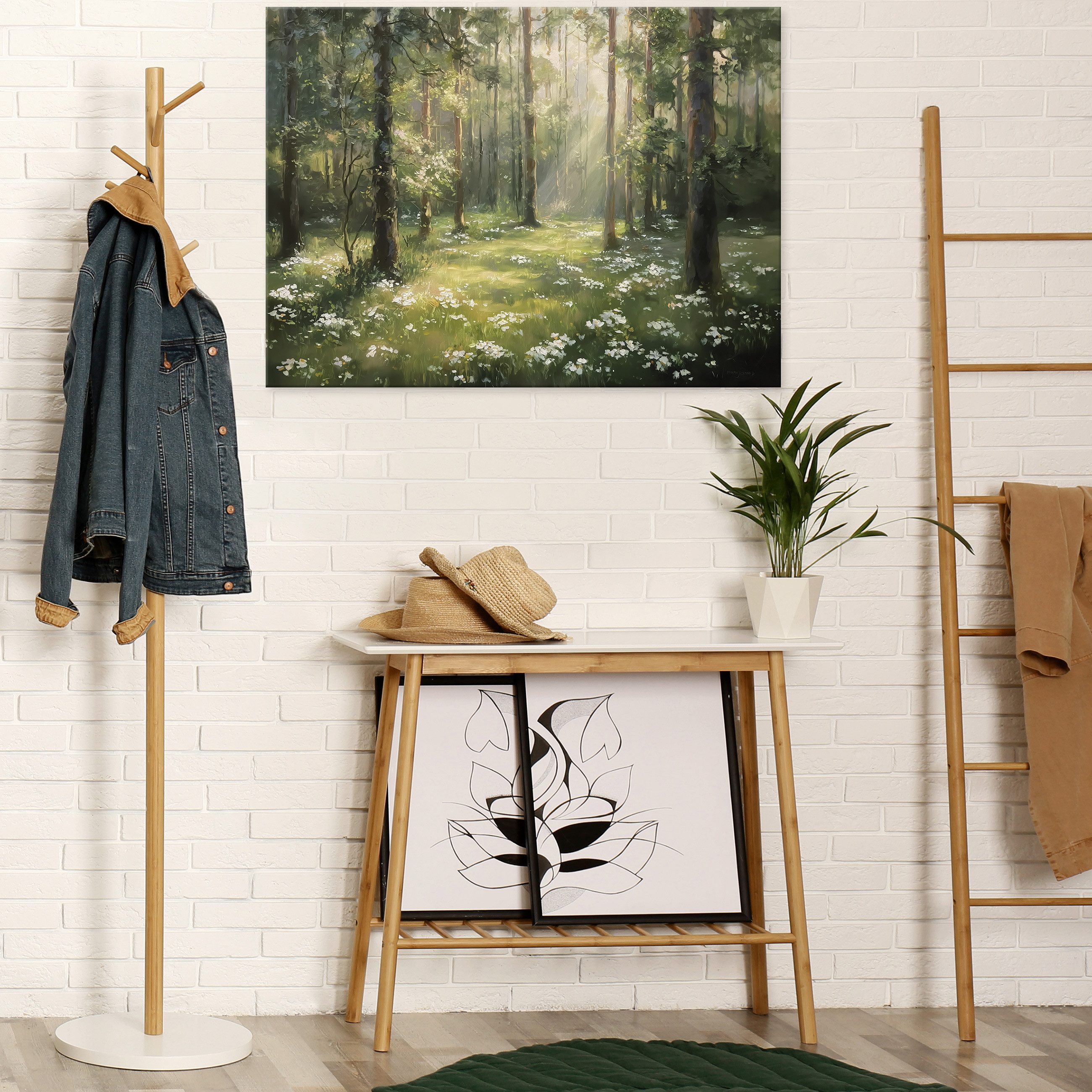 Wallarena Leinwandbild Wald Natur Sonne Blumen günstig online kaufen
