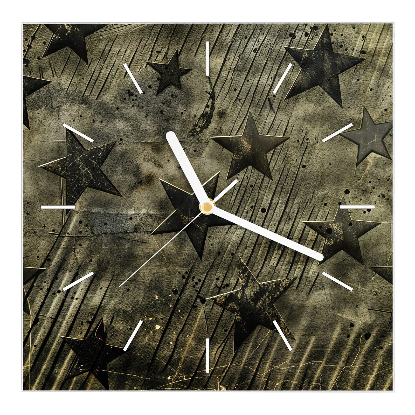 Wanduhr Glasuhr Wanduhr Wandkunst Größe 30 x 30 cm mit Motiv Sternenhimmel