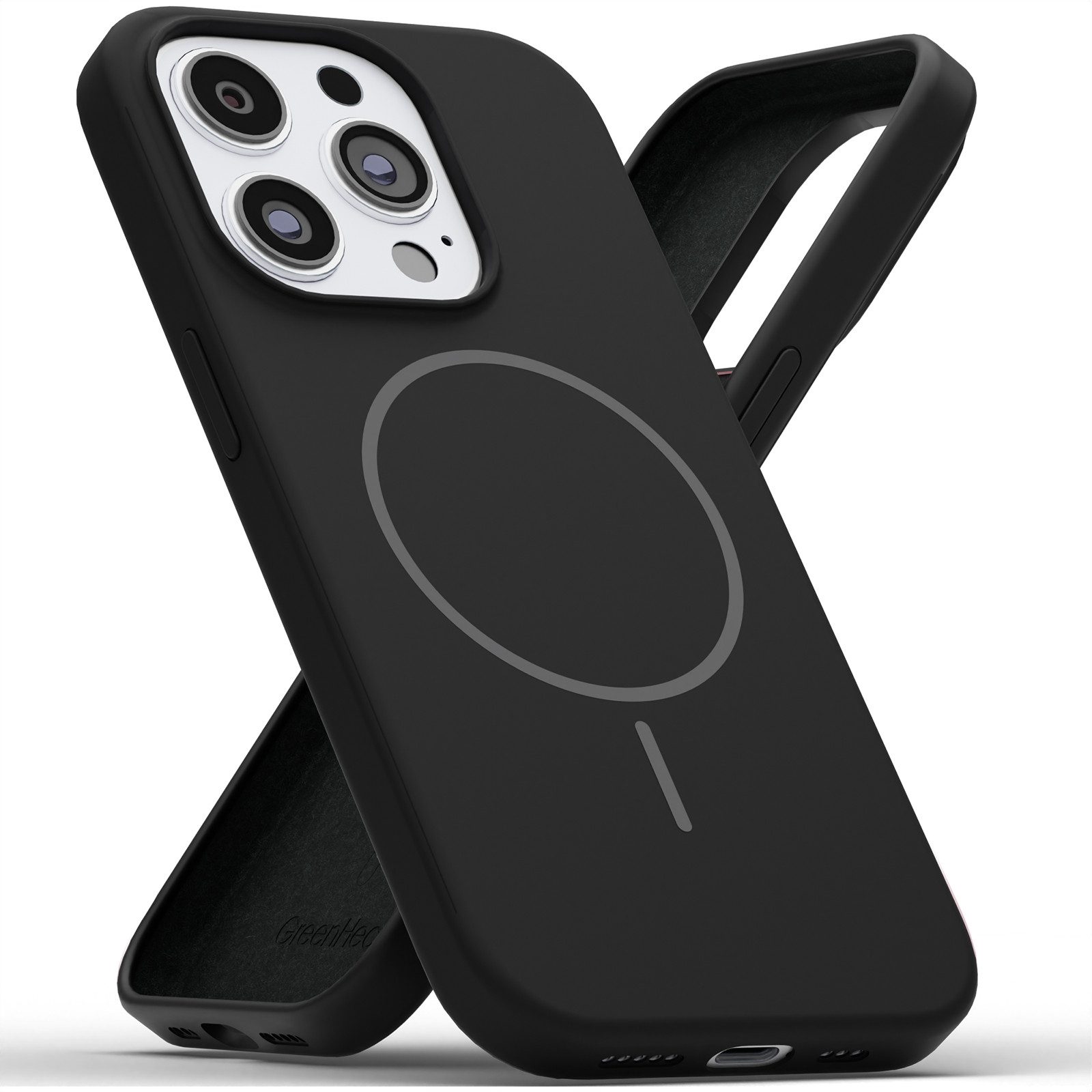 GreenHec Handyhülle Handyhülle Silikon iPhone 16 15 14 13 12 Pro Max Plus MagSafe 6.7 Zoll, Magnetisch Weiß Case Cover Schutz - Pink Blau Schwarz Braun Weiß