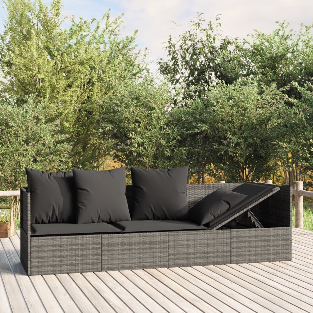 furnicato Loungebett Outdoor-Grau 203x58x56 cm mit Kissen und verstellbaren, 1 Teile
