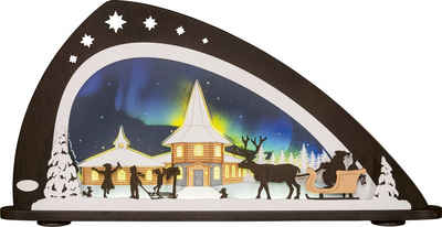 Weigla LED Schwibbogen Weihnachten unterm Polarlicht, Höhe ca. 33,8 cm (1-tlg), Weihnachtsdeko aus dem Erzgebirge, Deko fürs Fenster, aus Holz