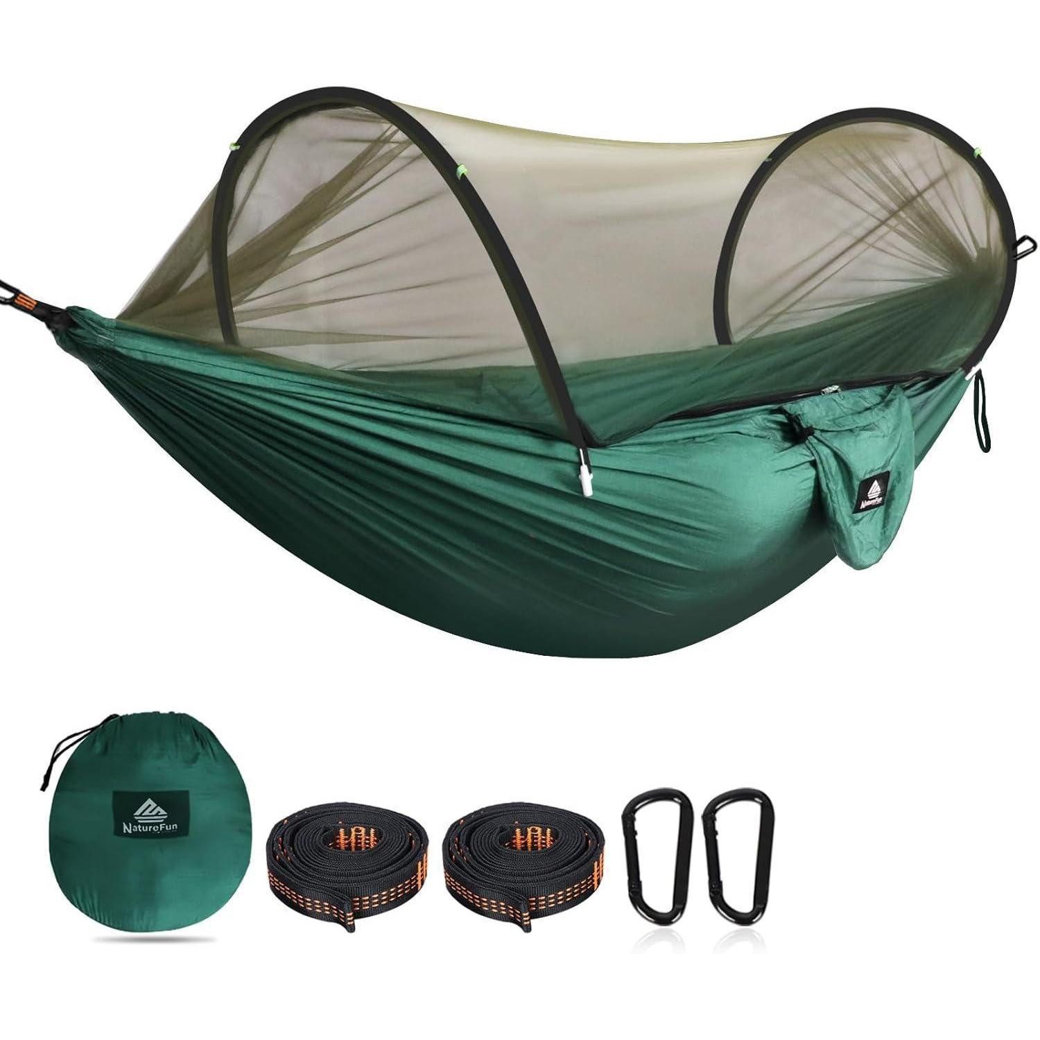 Campingstuhl Hängematte Moskitonetz 300kg Tragkraft Karabiner Nylon Dunkelgrün