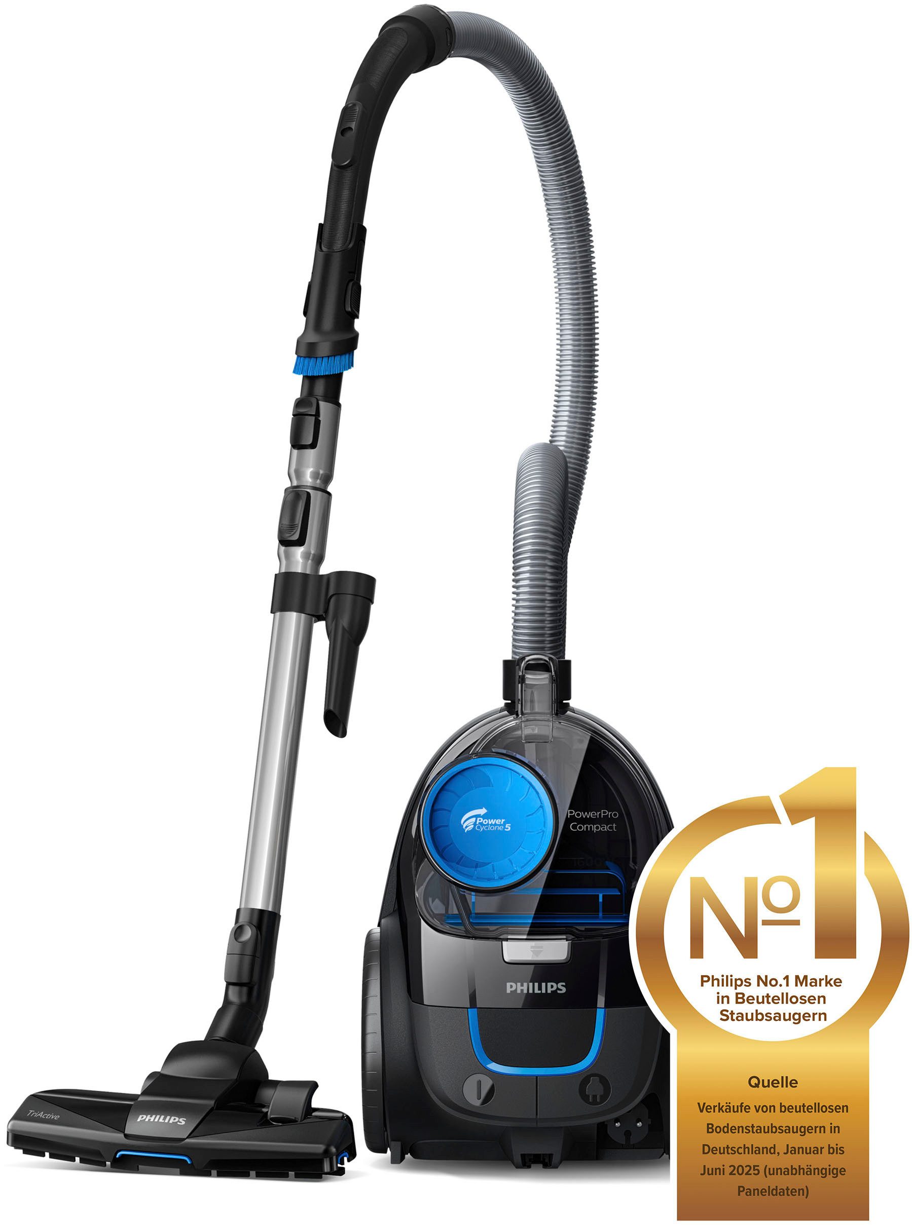 Philips Bodenstaubsauger FC9331/09, 900 W, beutellos, mit 1,5 l Fasungsvermögen und Tri-Active-Düse