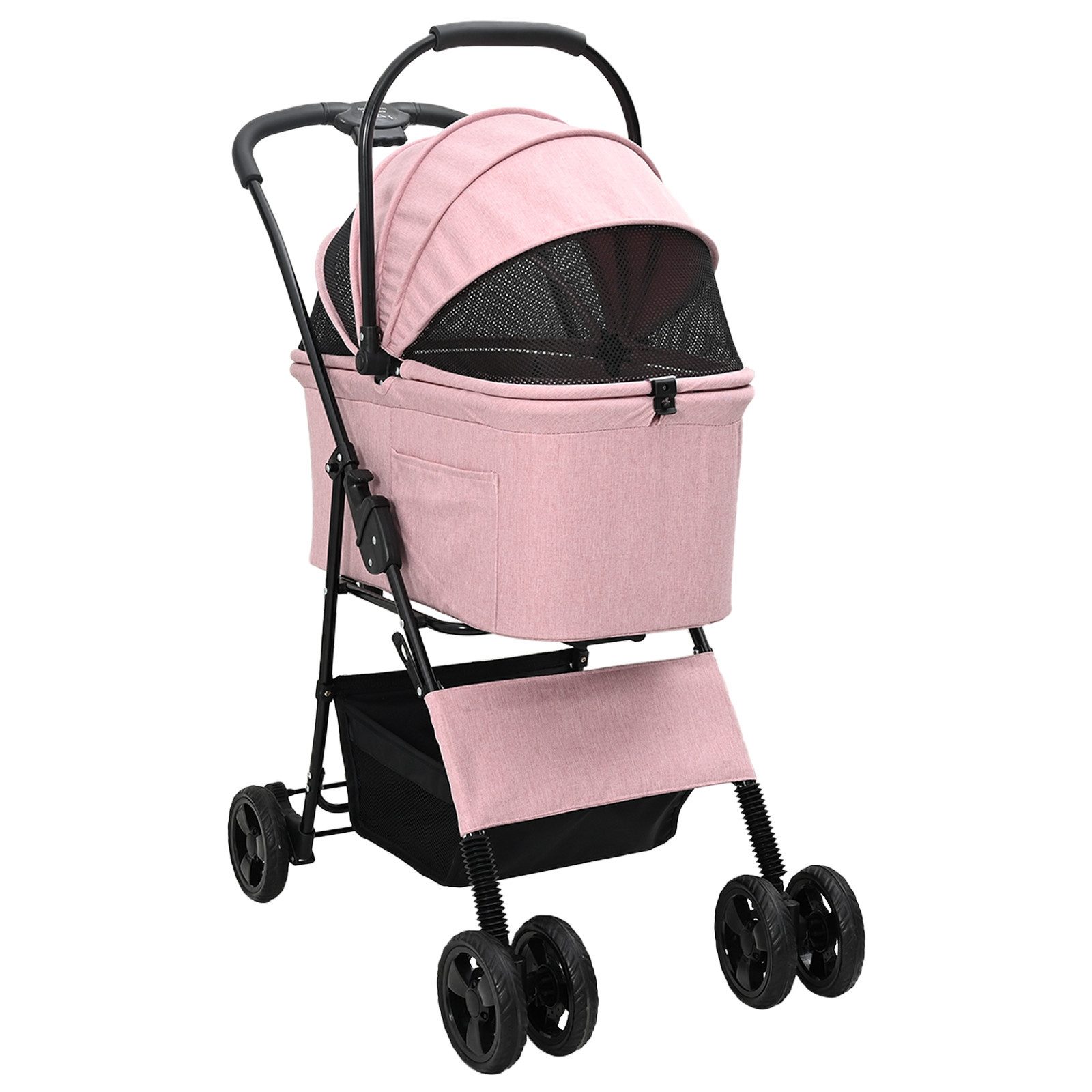 Hundebuggy Faltbarer Haustierwagen Rosa 81 x 47 x 99 cm 600D Oxford Stoff