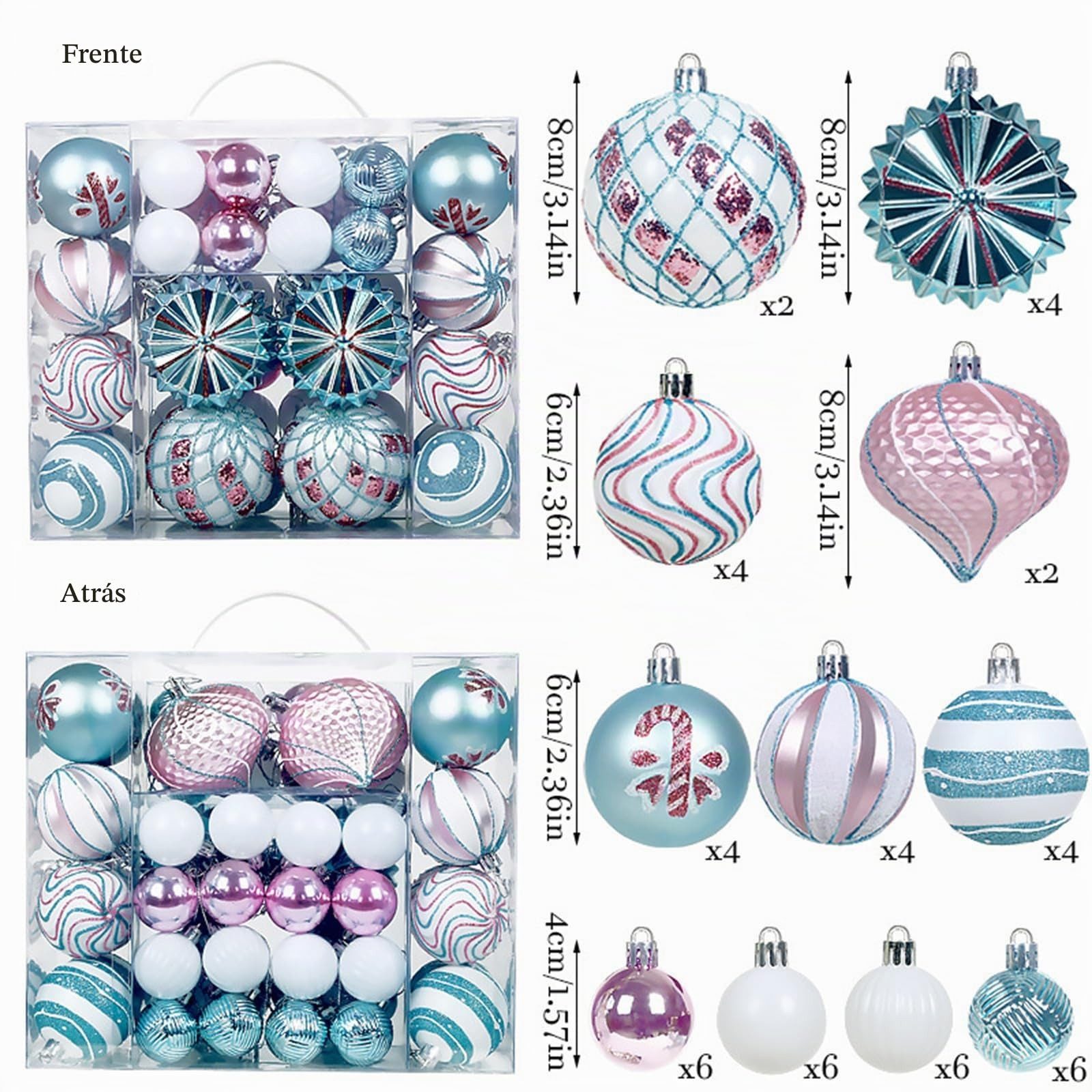Sorvyzxn Weihnachtsbaumkugel 48-teiliges Set mit bemalten Weihnachtskugeln, Geeignet für Weihnachtskränze und Weihnachtsbaumdekoration – Bild 2 von 5