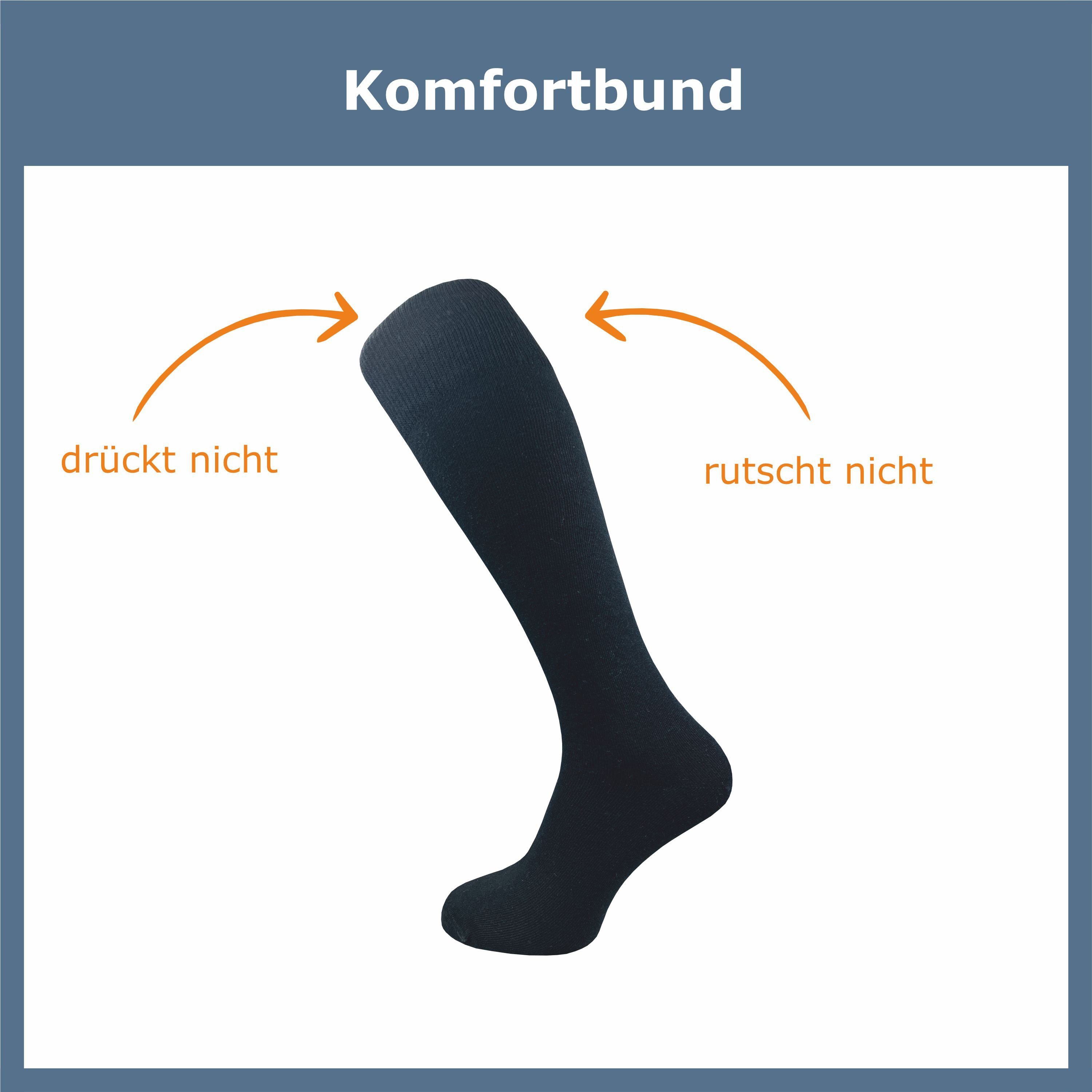 drückende für mit & Paar) der GAWILO schwarz Komfortbund, (4 Lange ohne Baumwolle extra Naht Kniestrümpfe aus speziellem Socken weich nicht Damen einschneidet -