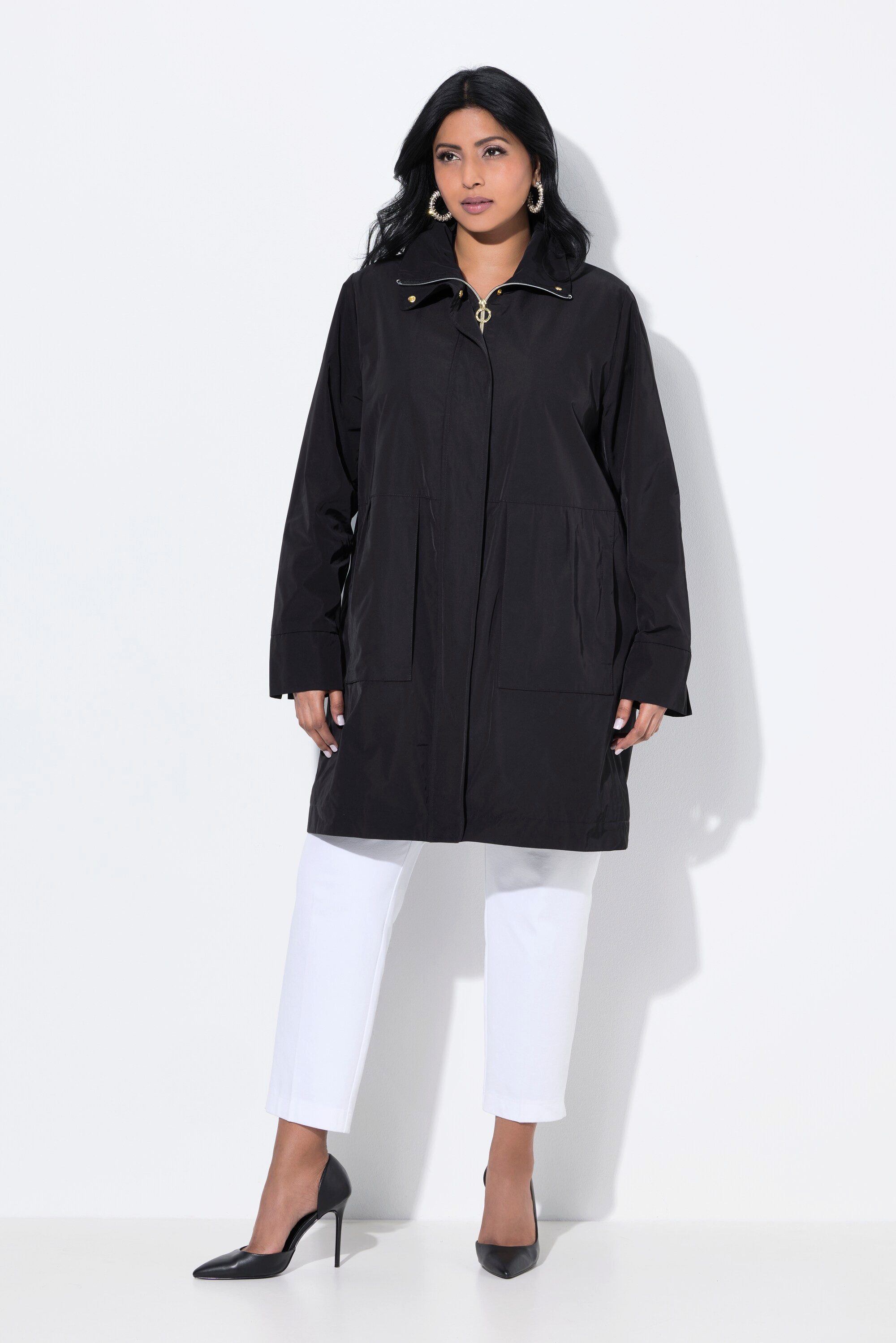 Ulla Popken Outdoorjacke Jacke Zierfalten A-Linie günstig online kaufen