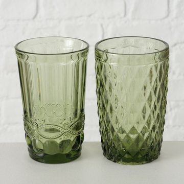 BOLTZE Glas Aurora Trinkglas grün 20cm sortiert (1 Stück), Glas durchgefärbt