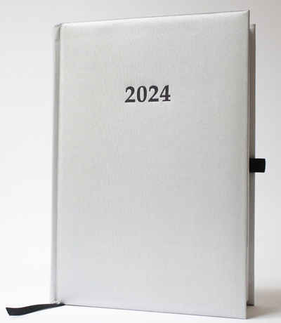 ADINA Buchkalender 2024 ADINA Buchkalender Chefplaner A5 silber-metallic 1 Tag 1 Seite