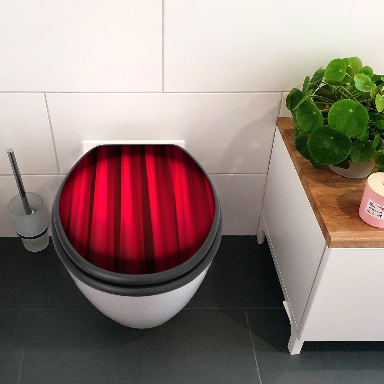 banjado WC-Sitz Anthrazit Motiv Roter Vorhang (umweltfreundliches Material, günstig online kaufen