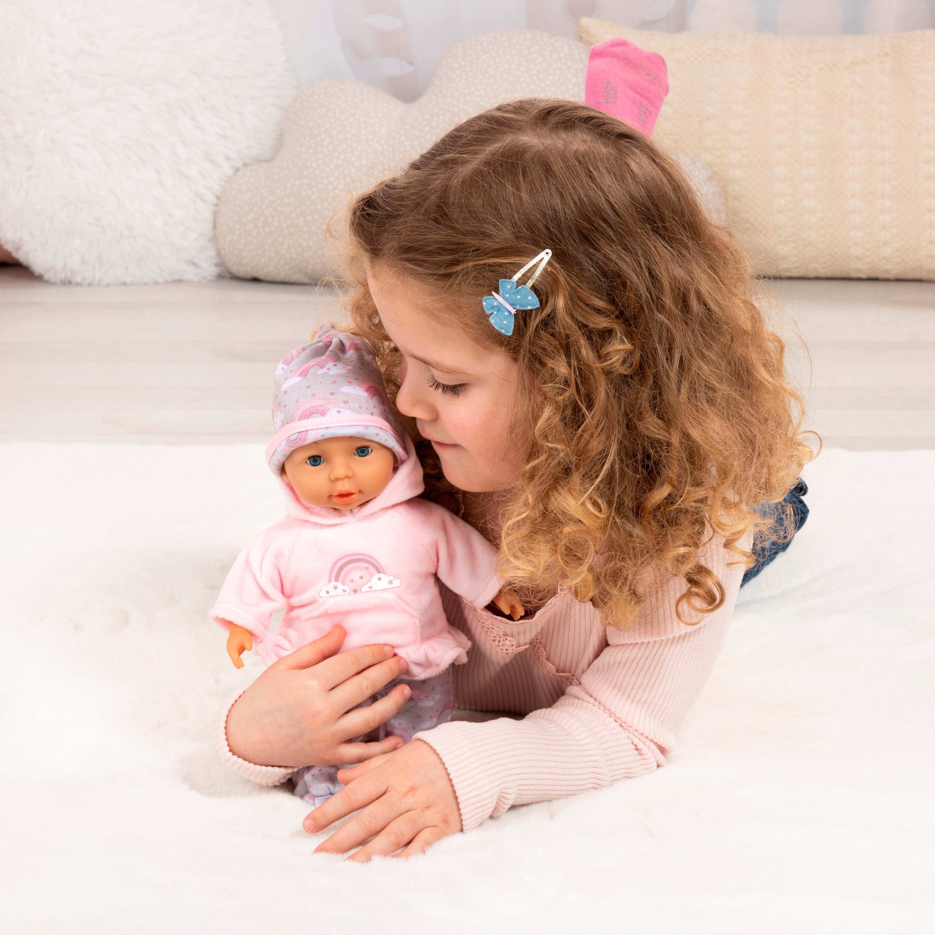 Bayer Babypuppe My First Baby, Regenbogen-Outfit, mit Schlafaugen