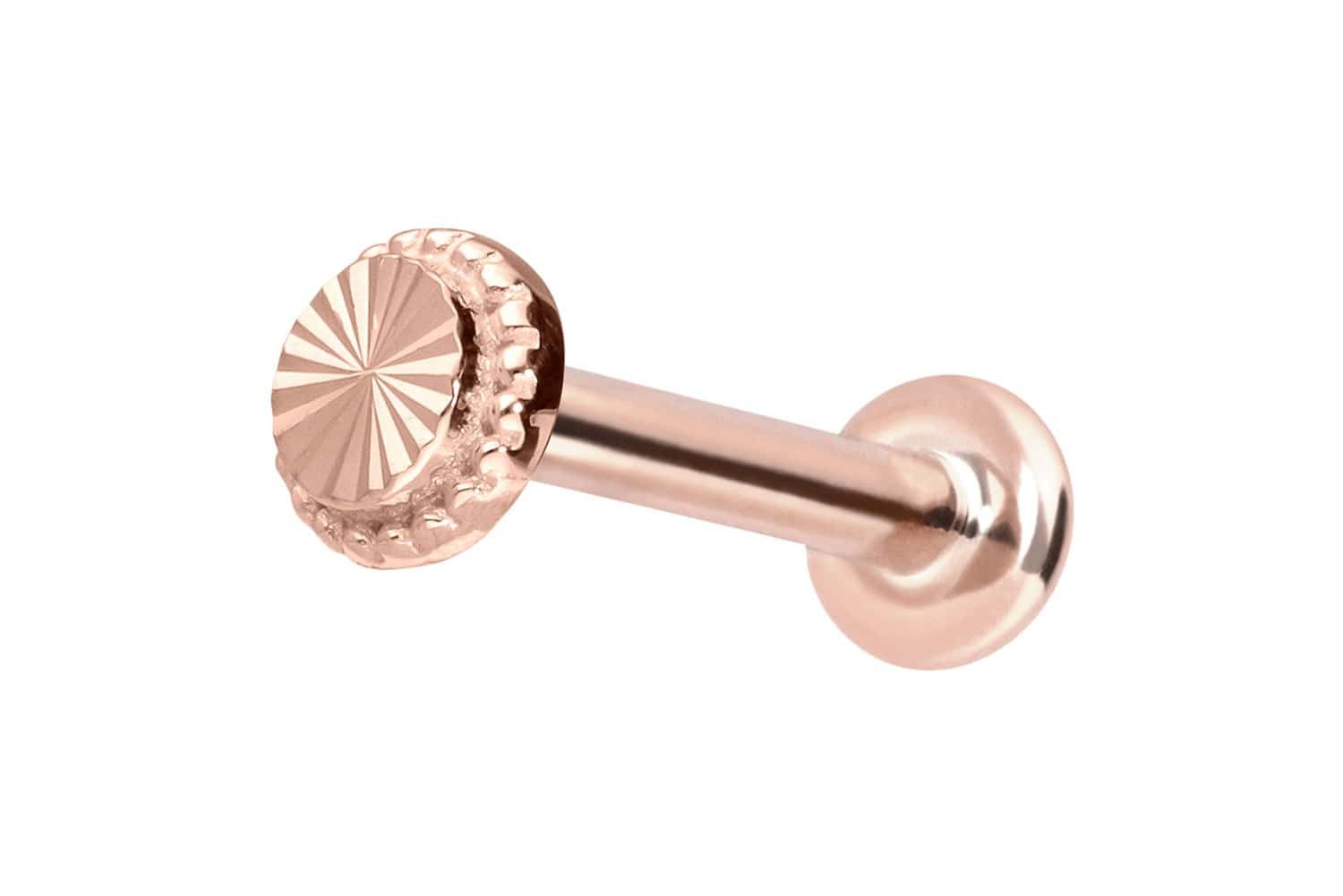 Piercing-Set 14 Karat Gold Labret mit Push Fit DISC