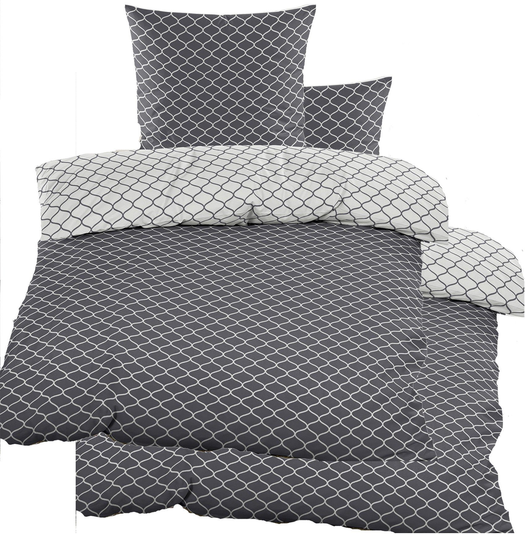 KH-Haushaltshandel Bettwäsche Seersucker Wende Bettwäsche 135x200 günstig online kaufen