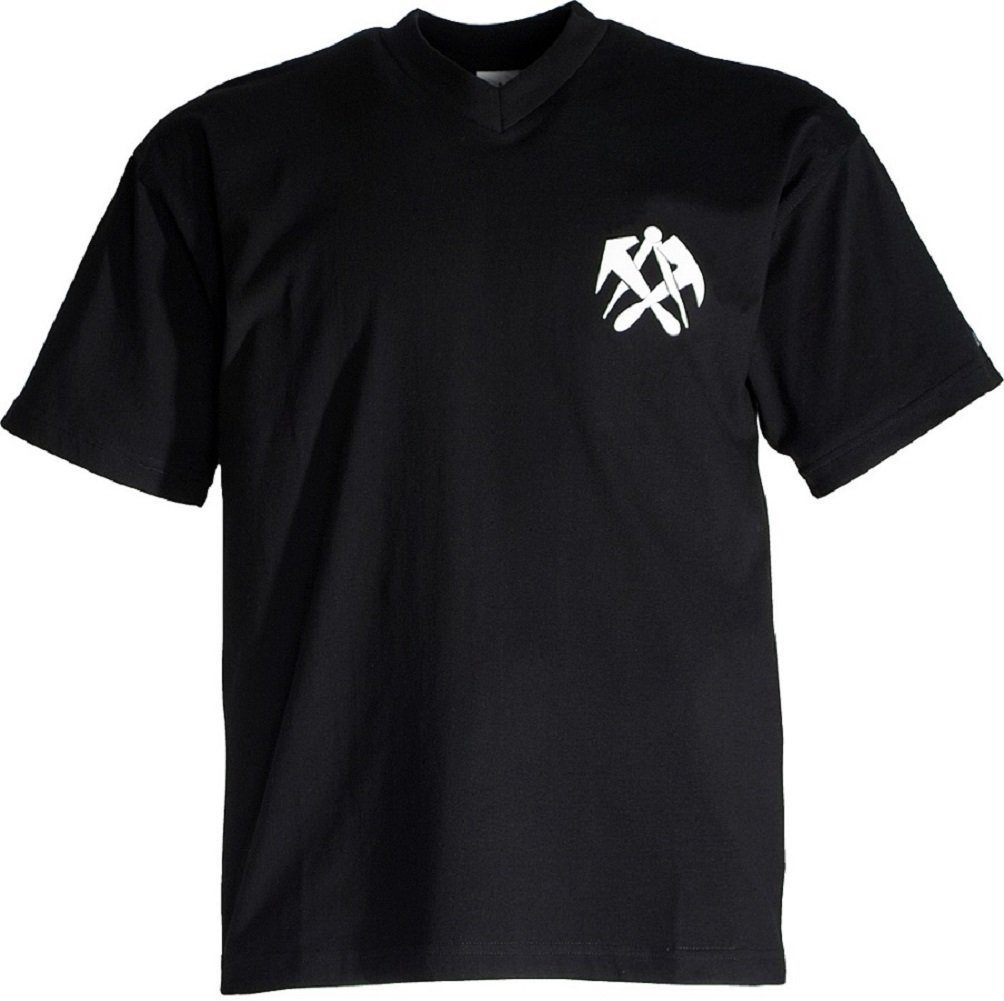JOB T-Shirt V-Ausschnitt T-Shirt DACHDECKER schwarz mit
