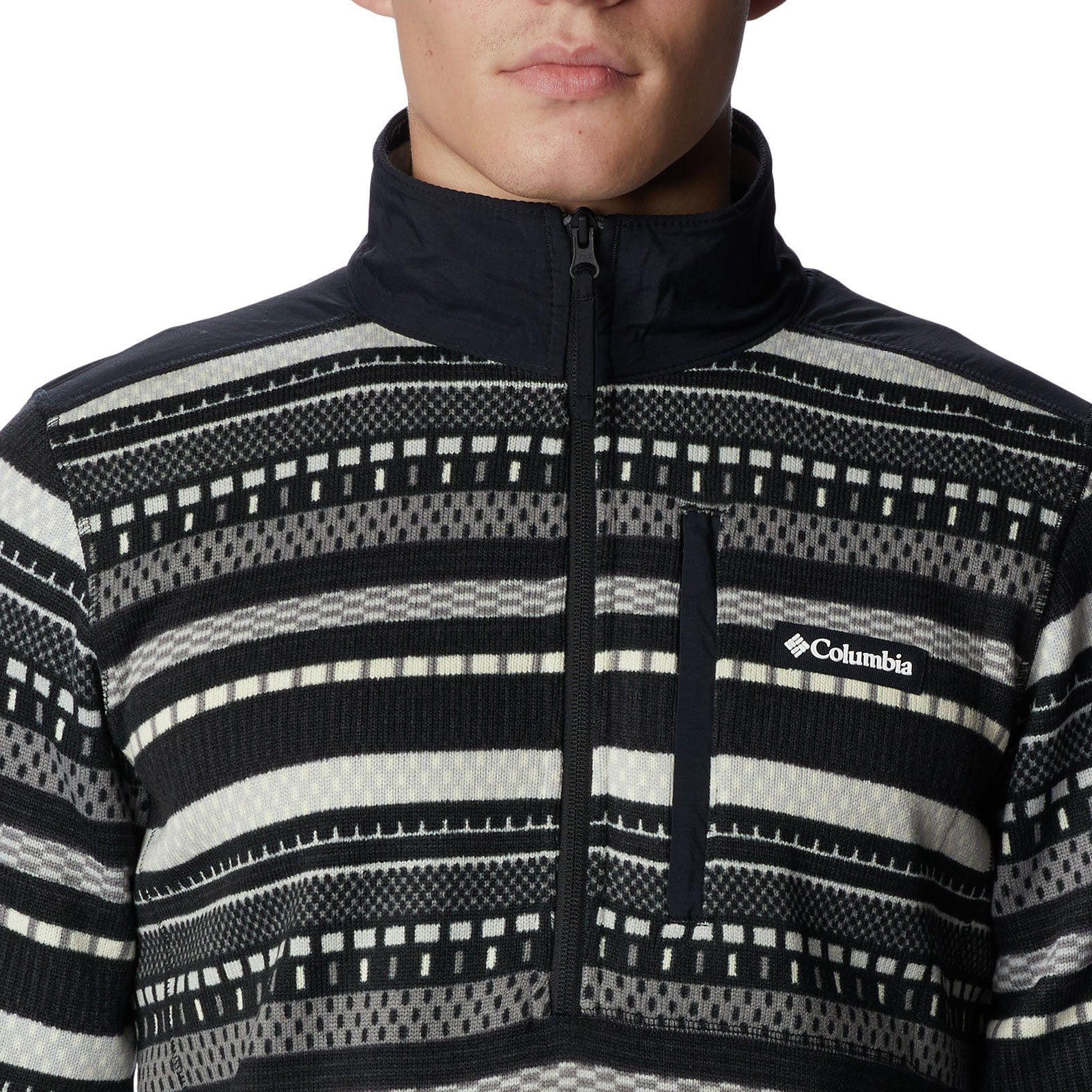 Half-Zip Weather™ Printed Sweater der Columbia / stripe Strickfleece-Pullover mit shark II auf Brust Logo 012 apres