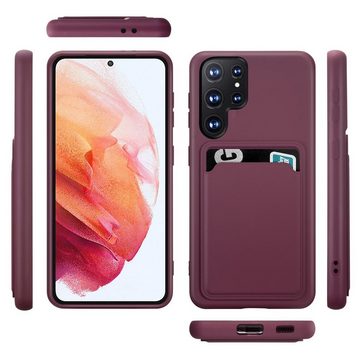 CoolGadget Handyhülle Card Case Handy Tasche für Samsung Galaxy S23 Ultra 6,8 Zoll, Silikon Slim Schutzhülle mit Kartenfach für Samsung S23 Ultra 5G Hülle