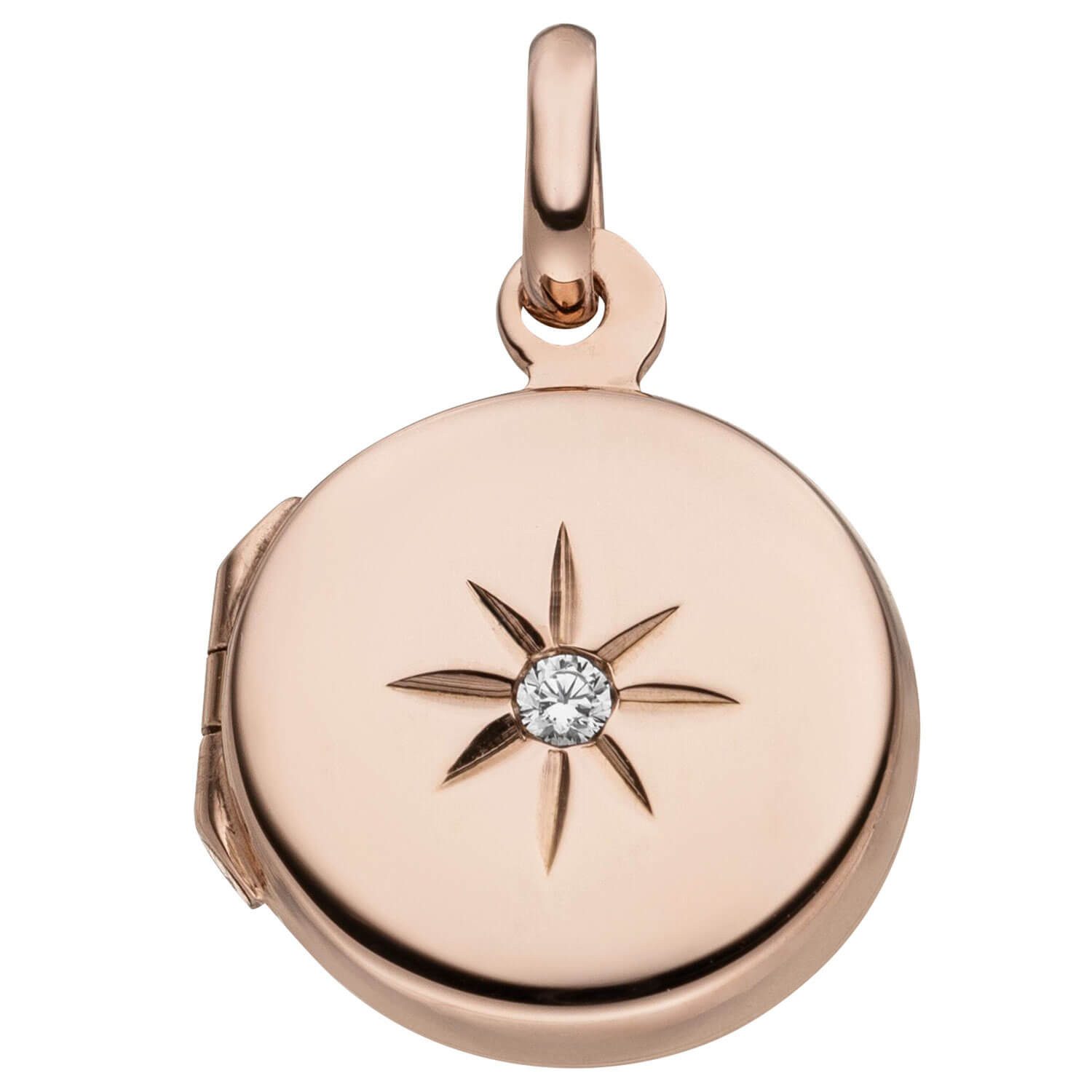 Schmuck Krone Kettenanhänger Medaillon rund, 925 Silber rotgold vergoldet, günstig online kaufen