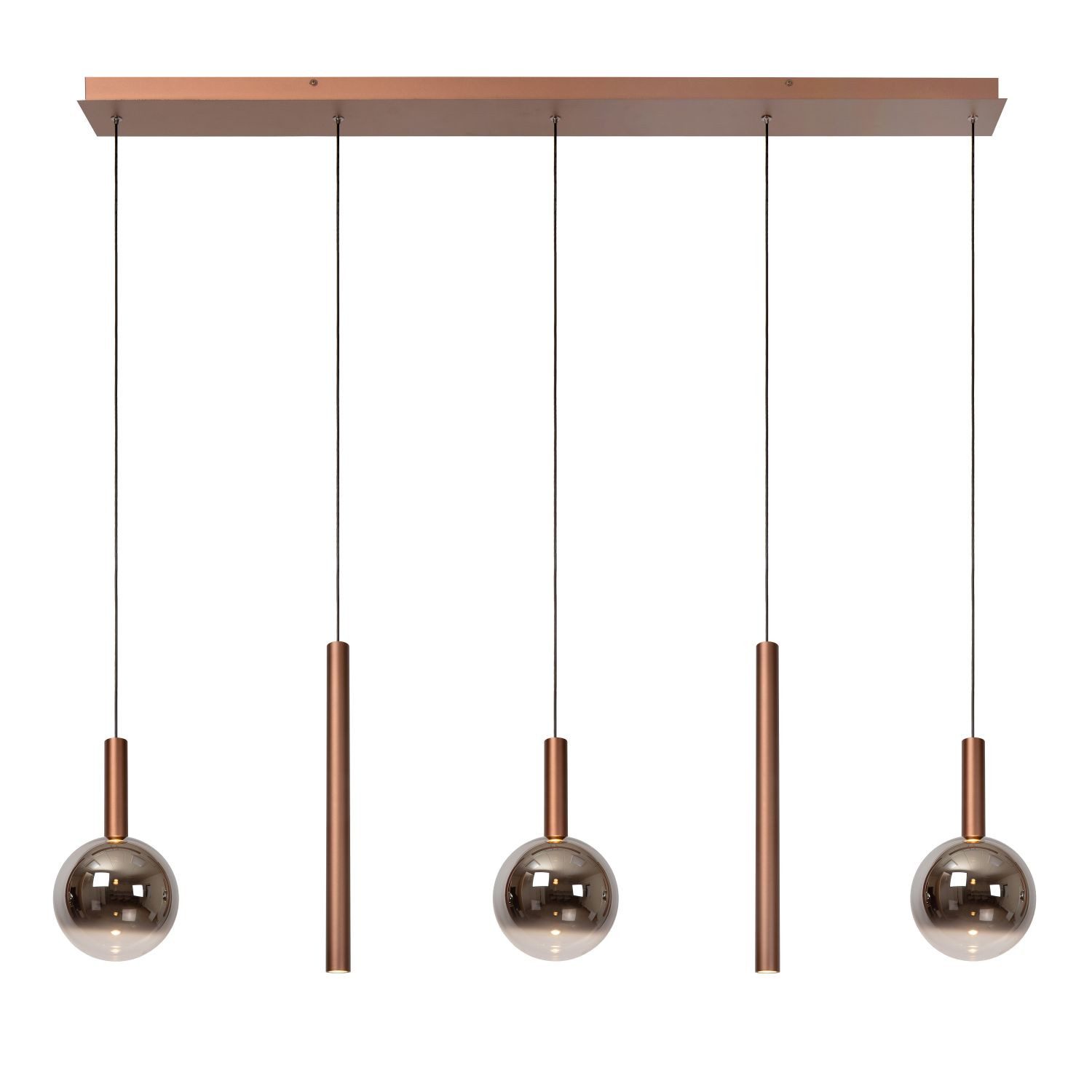 Licht-Erlebnisse Pendelleuchte USIRO, LED fest integriert, LED Aluminium Glas H: max. 167 cm in Kupfer Rauchglas länglich 360 lm